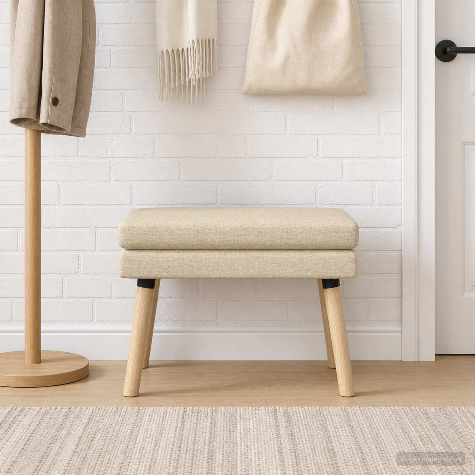 Klupa s dvostrukim slojem Krem 60 x 40 x 46 cm Tkanina