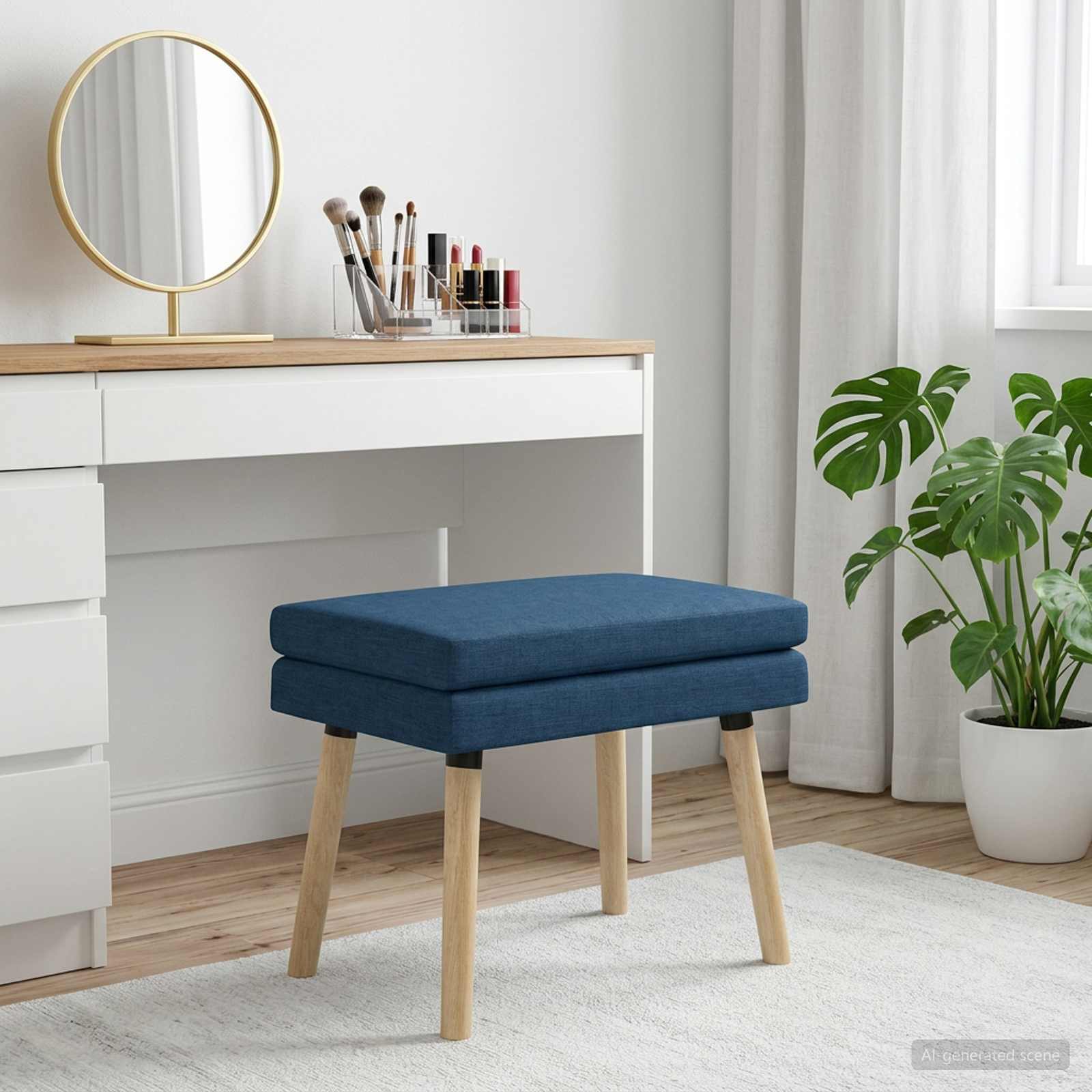 Klupa s dvostrukim slojem Plava 60 x 40 x 46 cm Tkanina