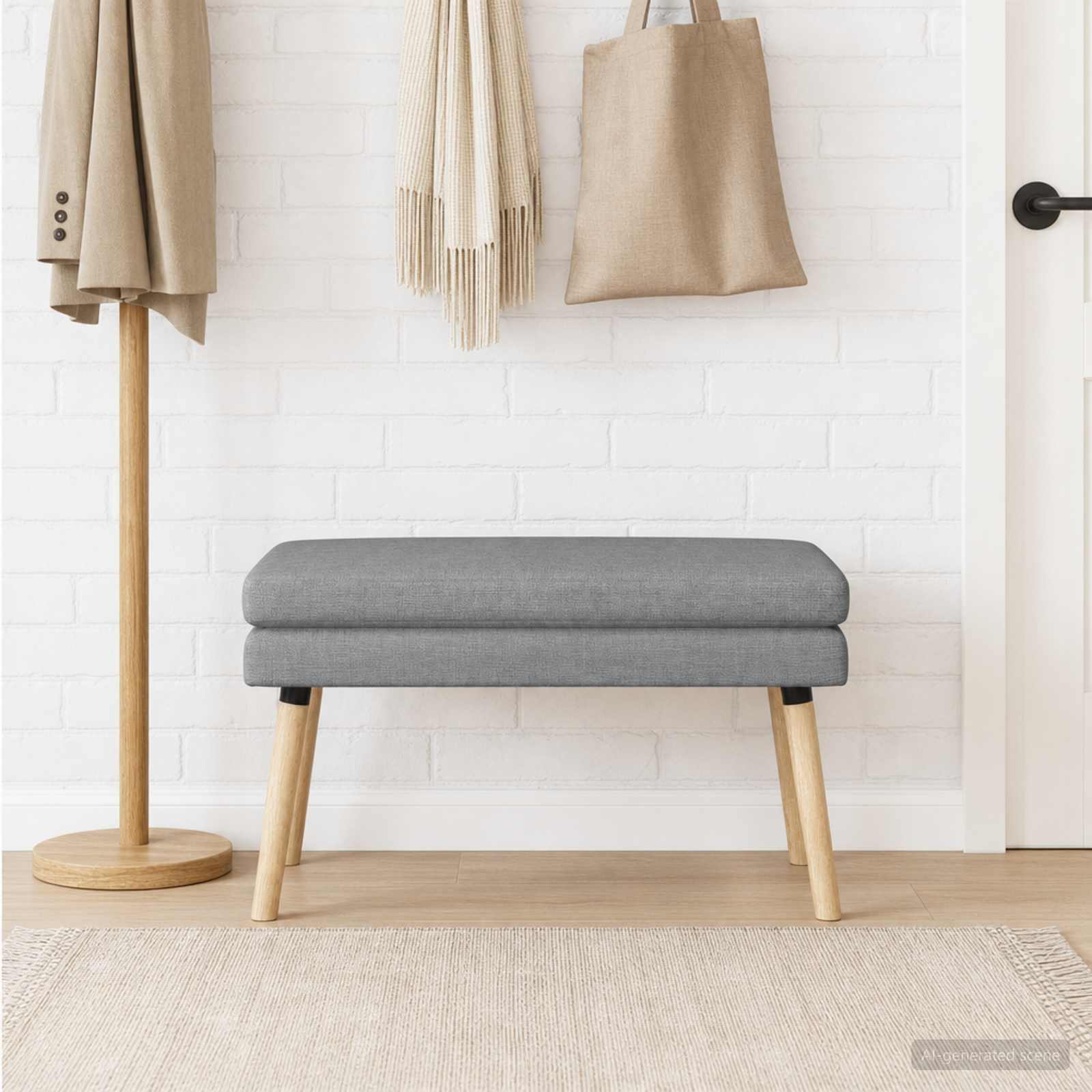 Klupa s dvostrukim slojem Svjetlosiva 80 x 40 x 47 cm Tkanina