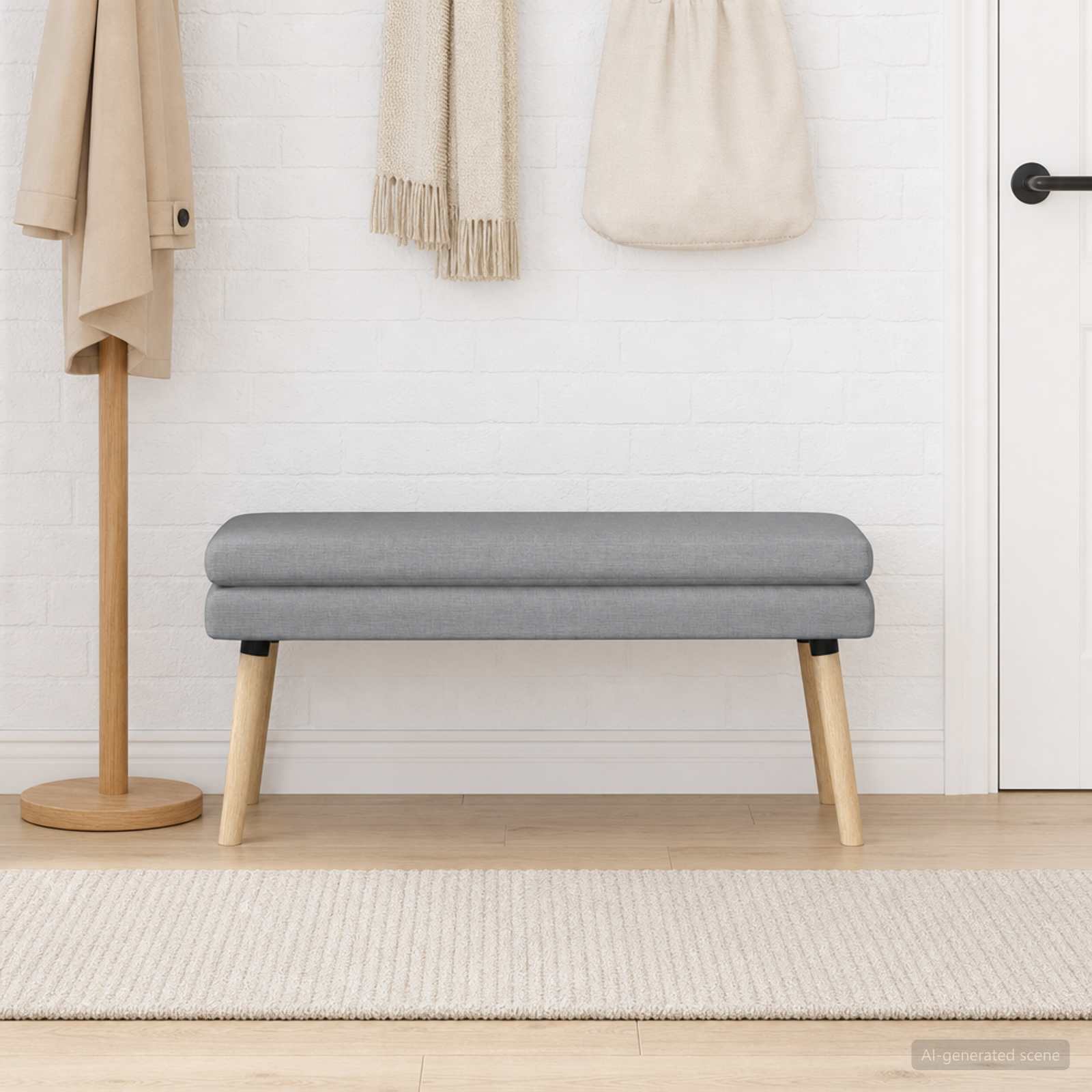 Klupa s dvostrukim slojem Svjetlosiva 110 x 40 x 47 cm Tkanina