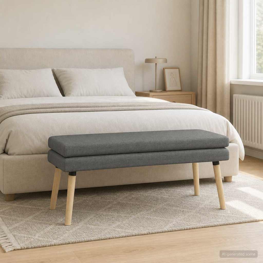 Klupa s dvostrukim slojem Tamnosiva 110 x 40 x 47 cm Tkanina