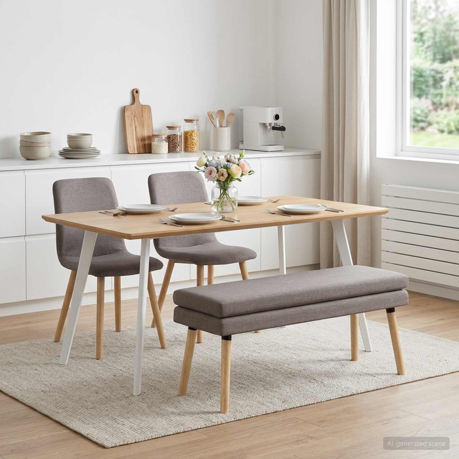 Klupa s dvostrukim slojem Sivosmeđa 110 x 40 x 47 cm Tkanina