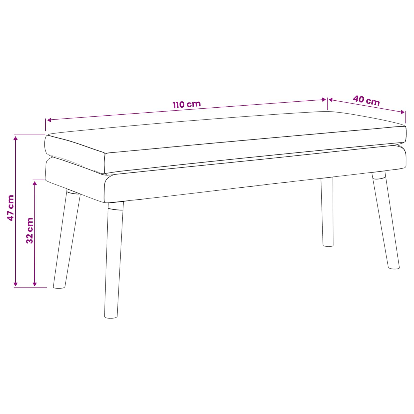 Klupa s dvostrukim slojem Tamno žuta 110 x 40 x 47 cm Tkanina