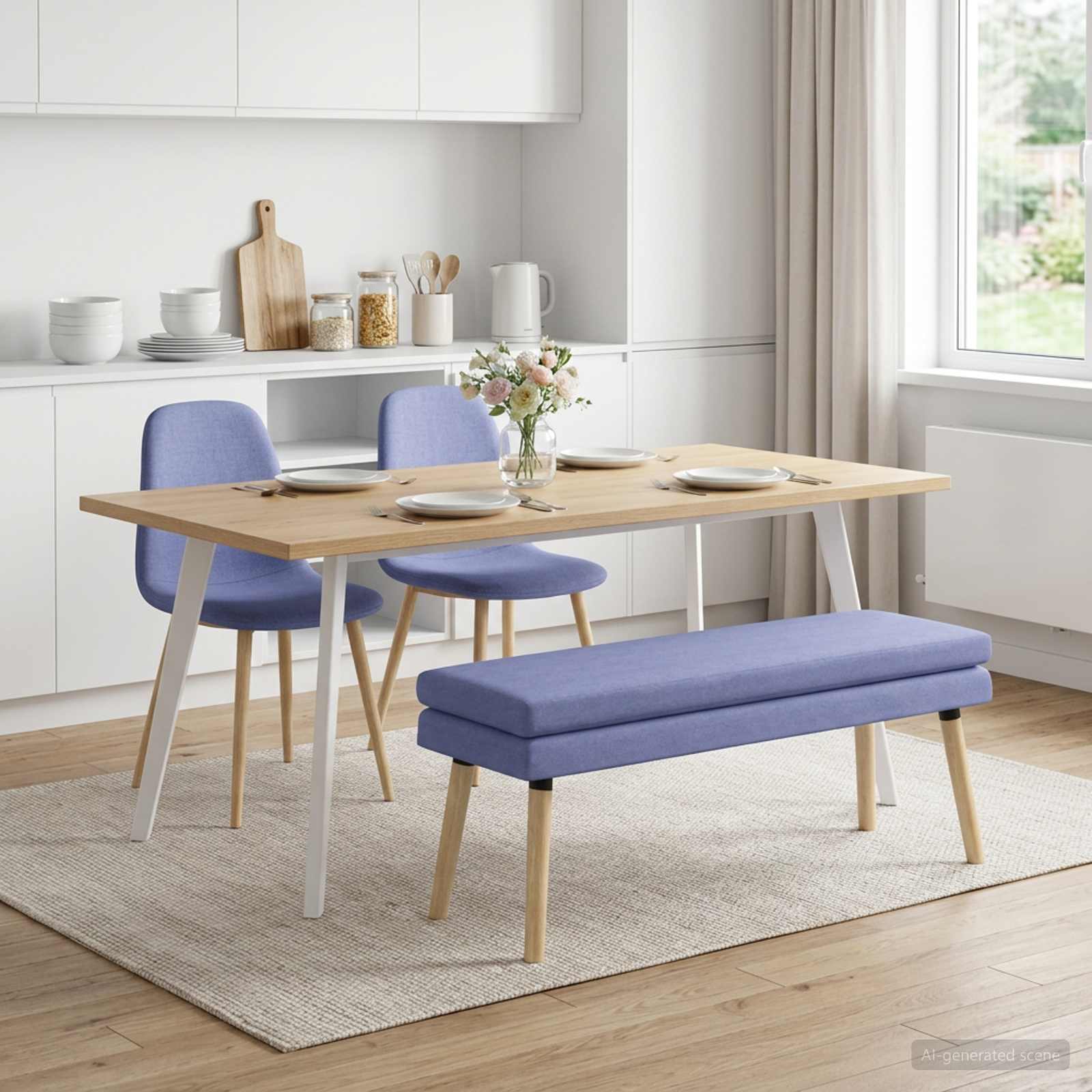 Klupa s dvostrukim slojem Traper plava 110 x 40 x 47 cm Tkanina