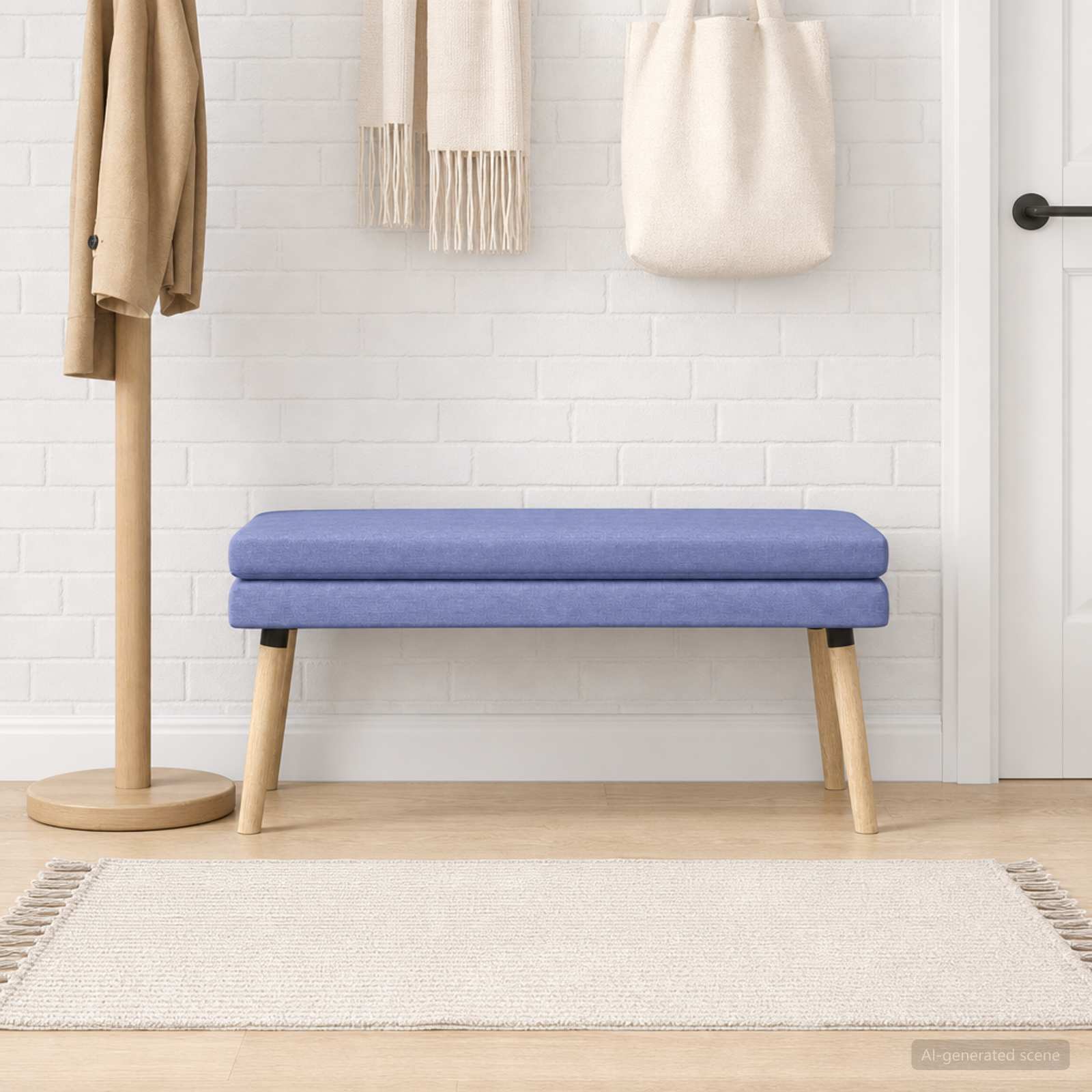 Klupa s dvostrukim slojem Traper plava 110 x 40 x 47 cm Tkanina