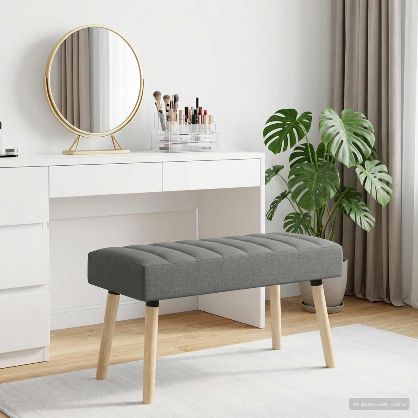 Klupa s utorima Tamnosiva 80 x 40 x 46 cm Tkanina