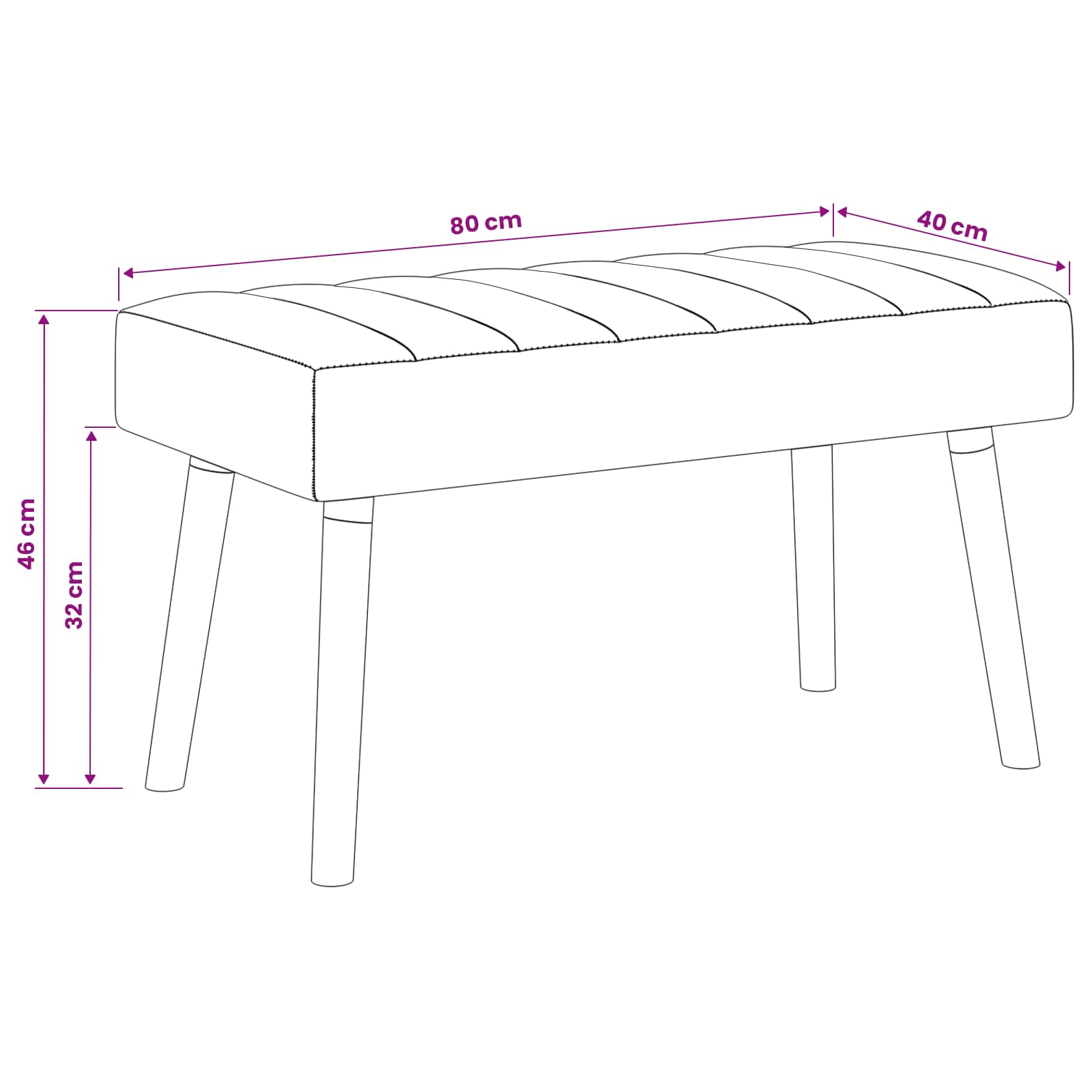 Klupa s utorima Tamno smeđa 80 x 40 x 46 cm Tkanina
