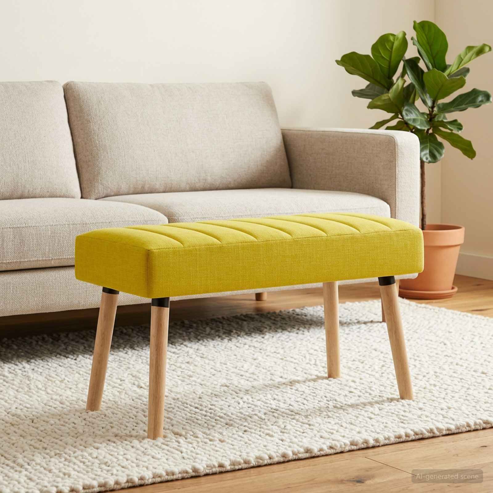 Klupa s utorima Svijetlo žuta 80 x 40 x 46 cm Tkanina