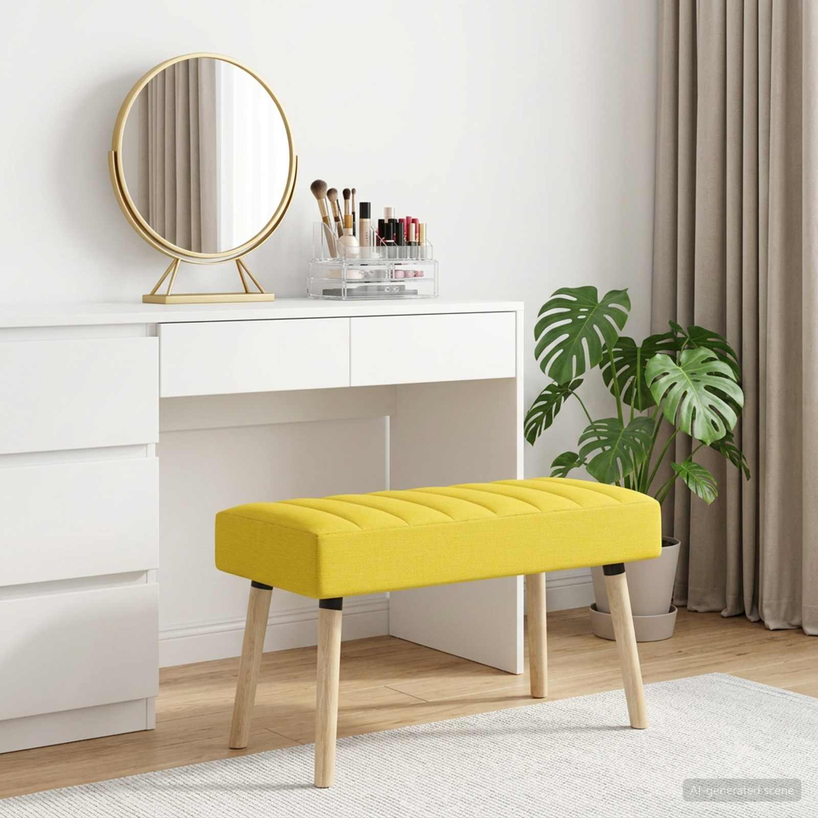 Klupa s utorima Svijetlo žuta 80 x 40 x 46 cm Tkanina