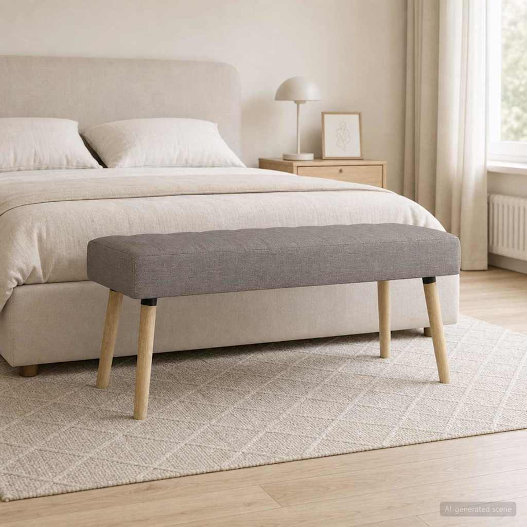 Klupa s utorima Sivosmeđa 110 x 40 x 46 cm Tkanina