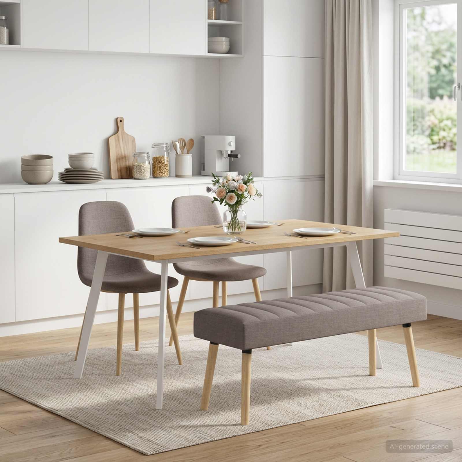 Klupa s utorima Sivosmeđa 110 x 40 x 46 cm Tkanina