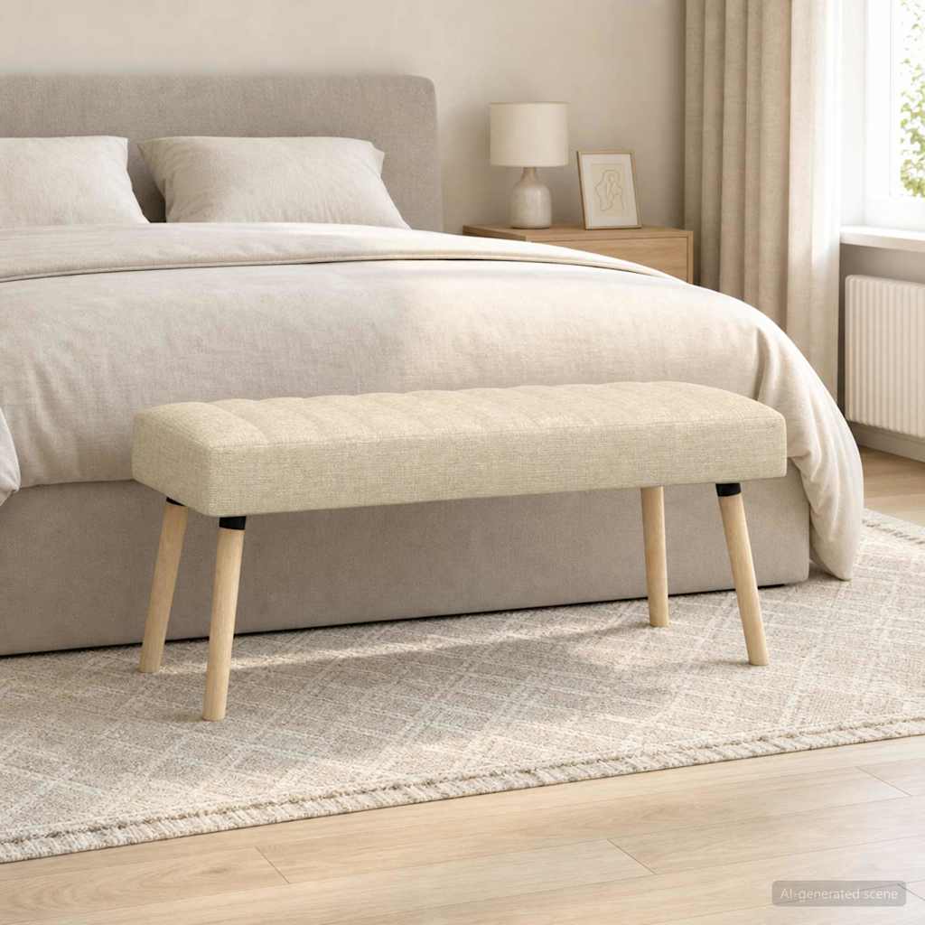 Klupa s utorima Krem 110 x 40 x 46 cm Tkanina
