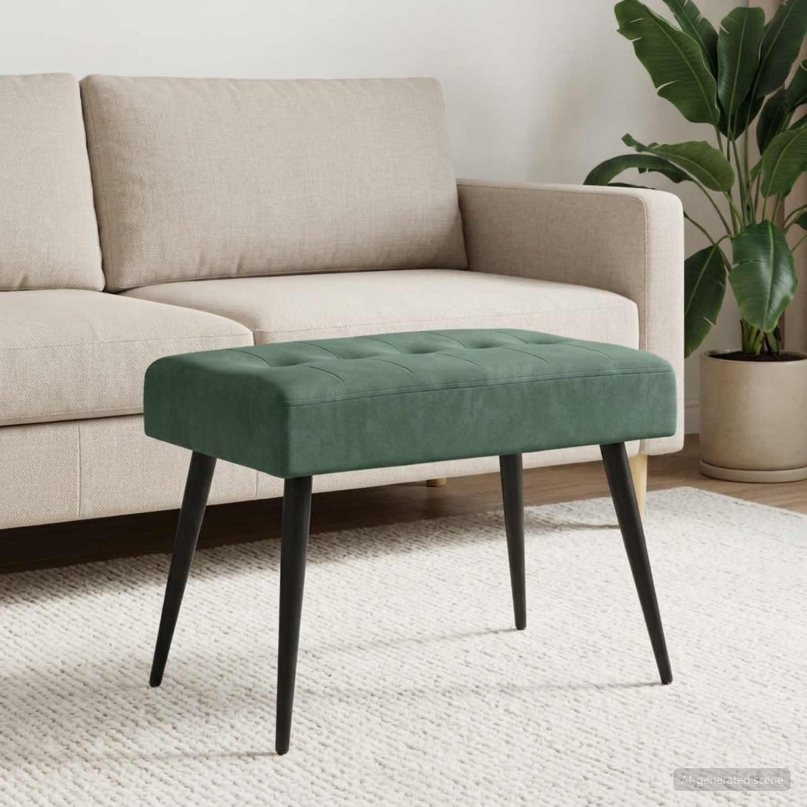 Klupa s gumbastim tkanjem Morska zelena 60 x 40 x 45 cm Baršun