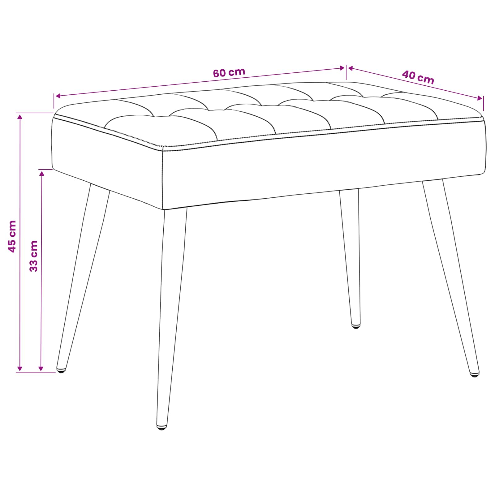 Klupa s gumbastim tkanjem Morska zelena 60 x 40 x 45 cm Baršun