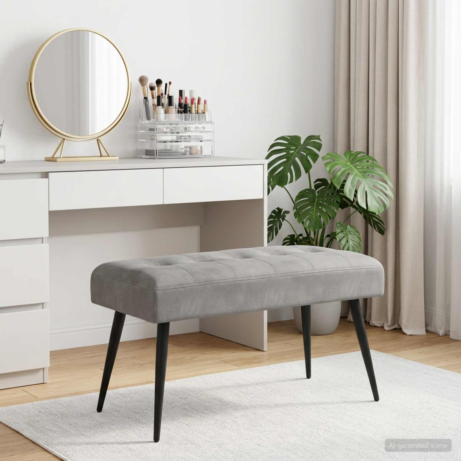 Klupa s gumbastim tkanjem Svjetlosiva 80 x 40 x 46 cm Baršun