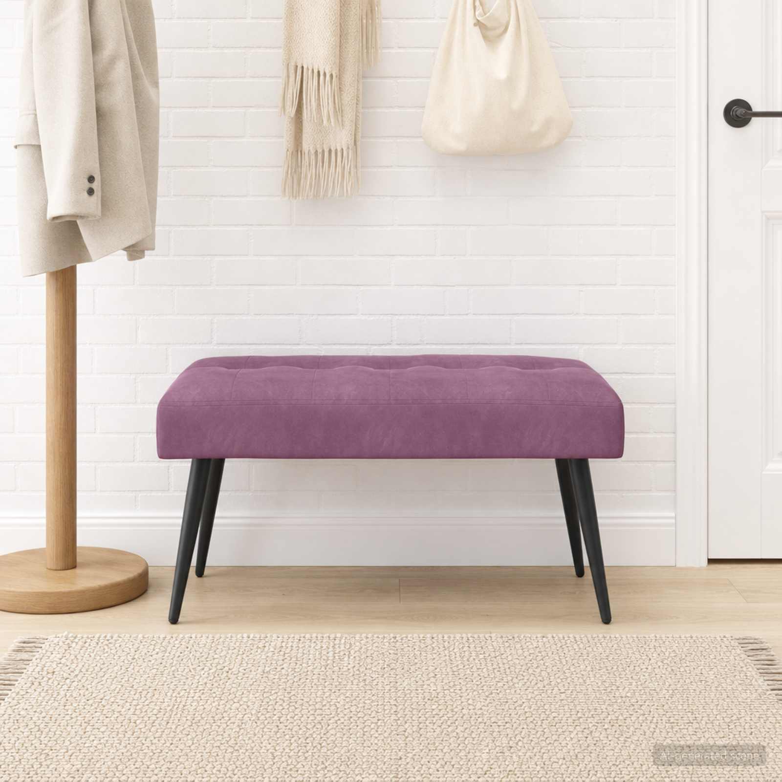 Klupa s gumbastim tkanjem Ljubičasta 80 x 40 x 46 cm Baršun