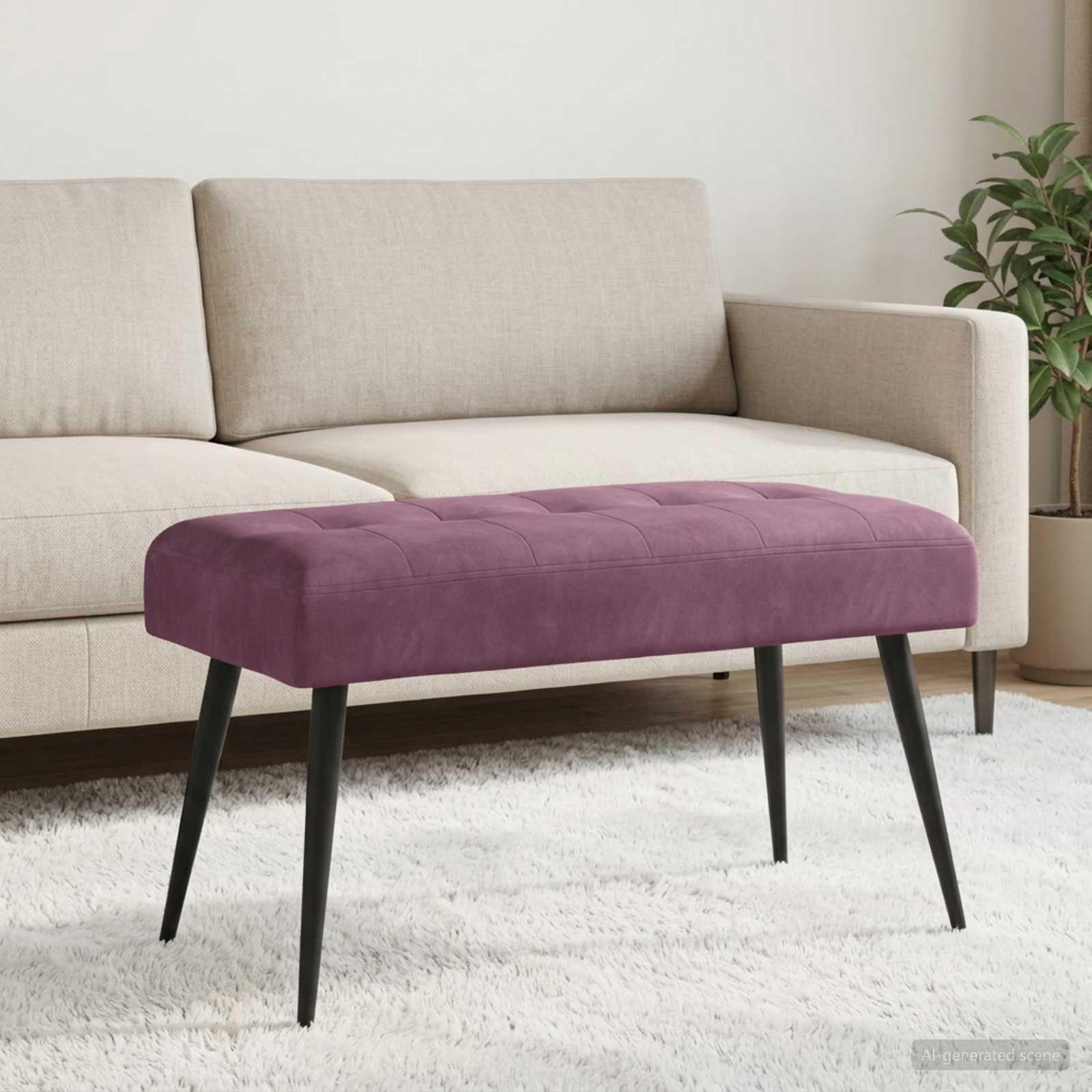 Klupa s gumbastim tkanjem Ljubičasta 80 x 40 x 46 cm Baršun