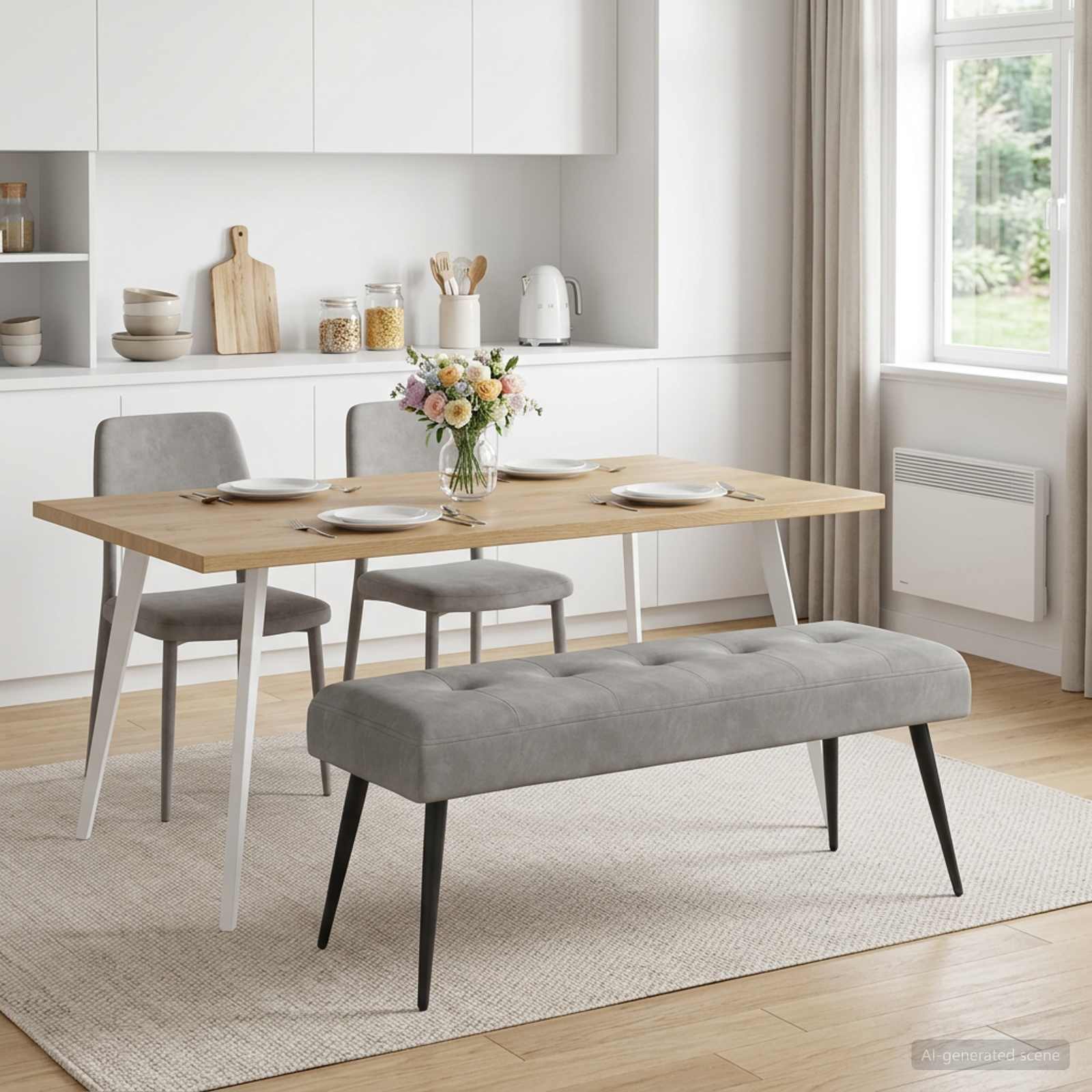 Klupa s gumbastim tkanjem Svjetlosiva 110 x 40 x 46 cm Baršun