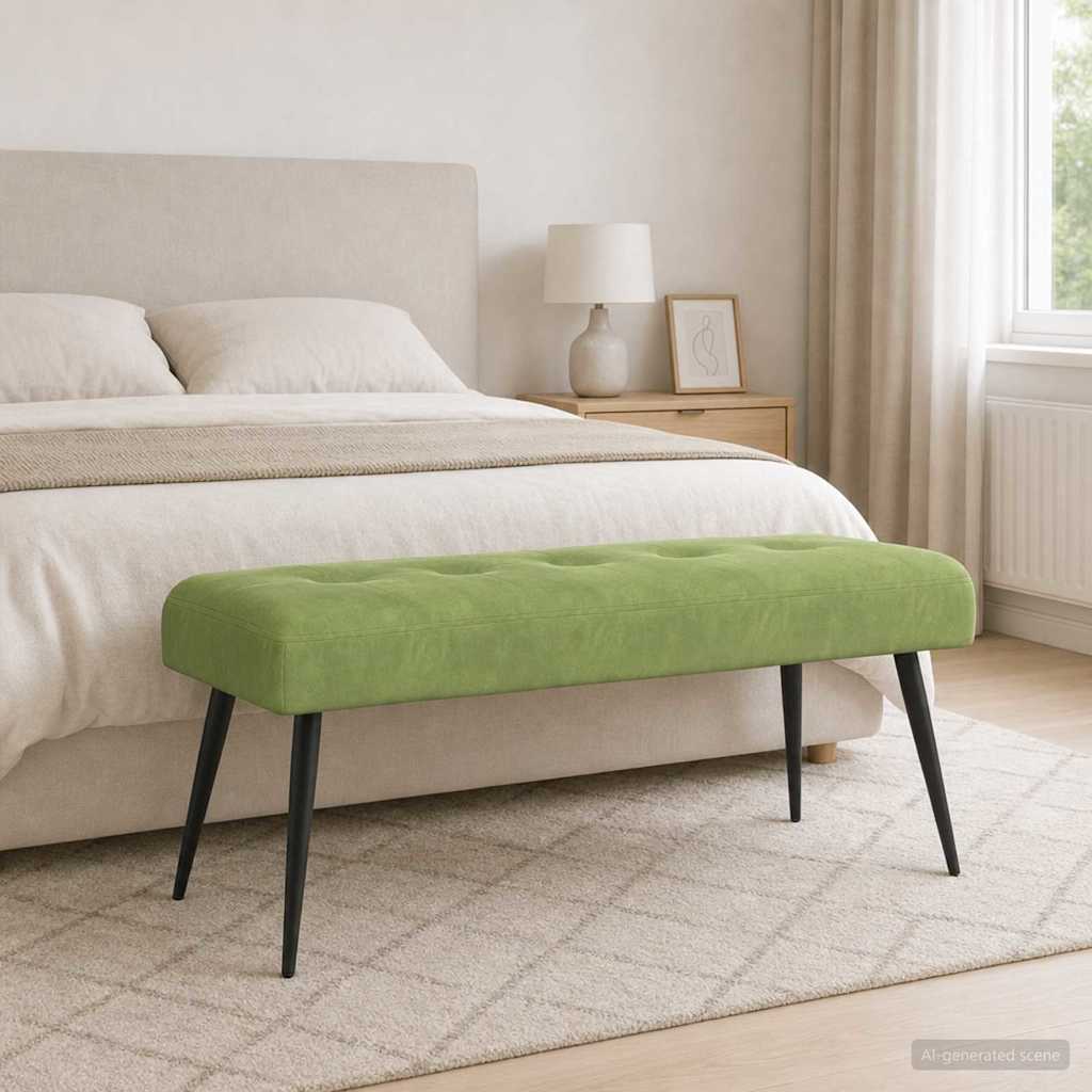 Klupa s gumbastim tkanjem Svijetlo zelena 110 x 40 x 46 cm