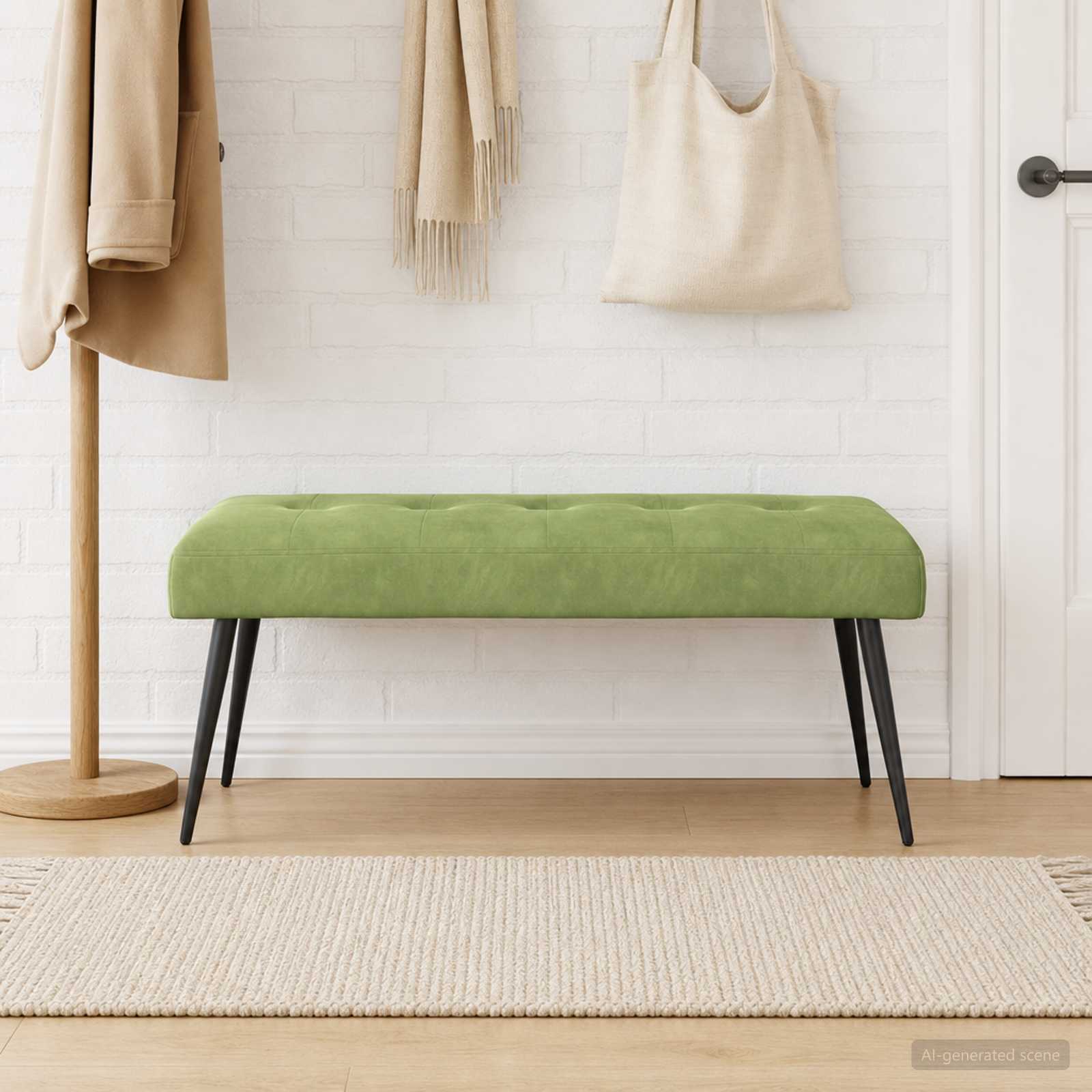 Klupa s gumbastim tkanjem Svijetlo zelena 110 x 40 x 46 cm