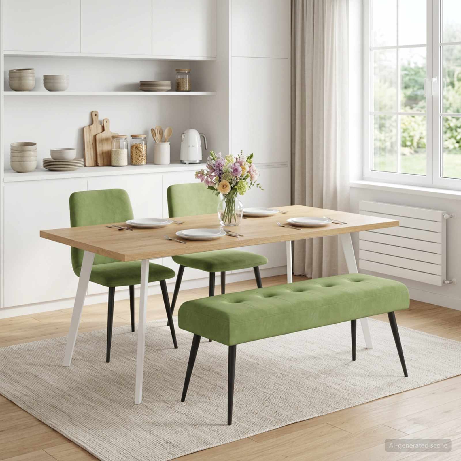 Klupa s gumbastim tkanjem Svijetlo zelena 110 x 40 x 46 cm