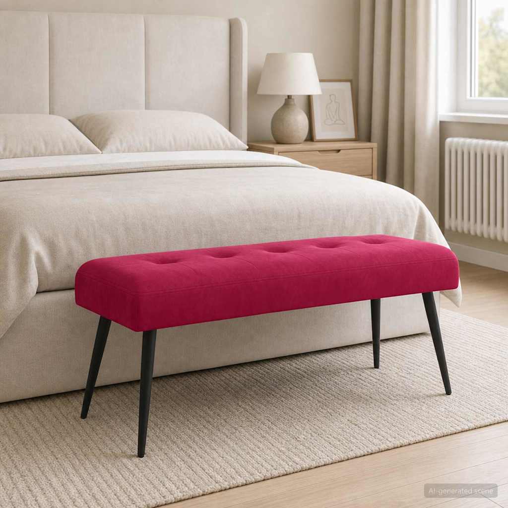 Klupa s gumbastim tkanjem Vinska crvena 110 x 40 x 46 cm Baršun