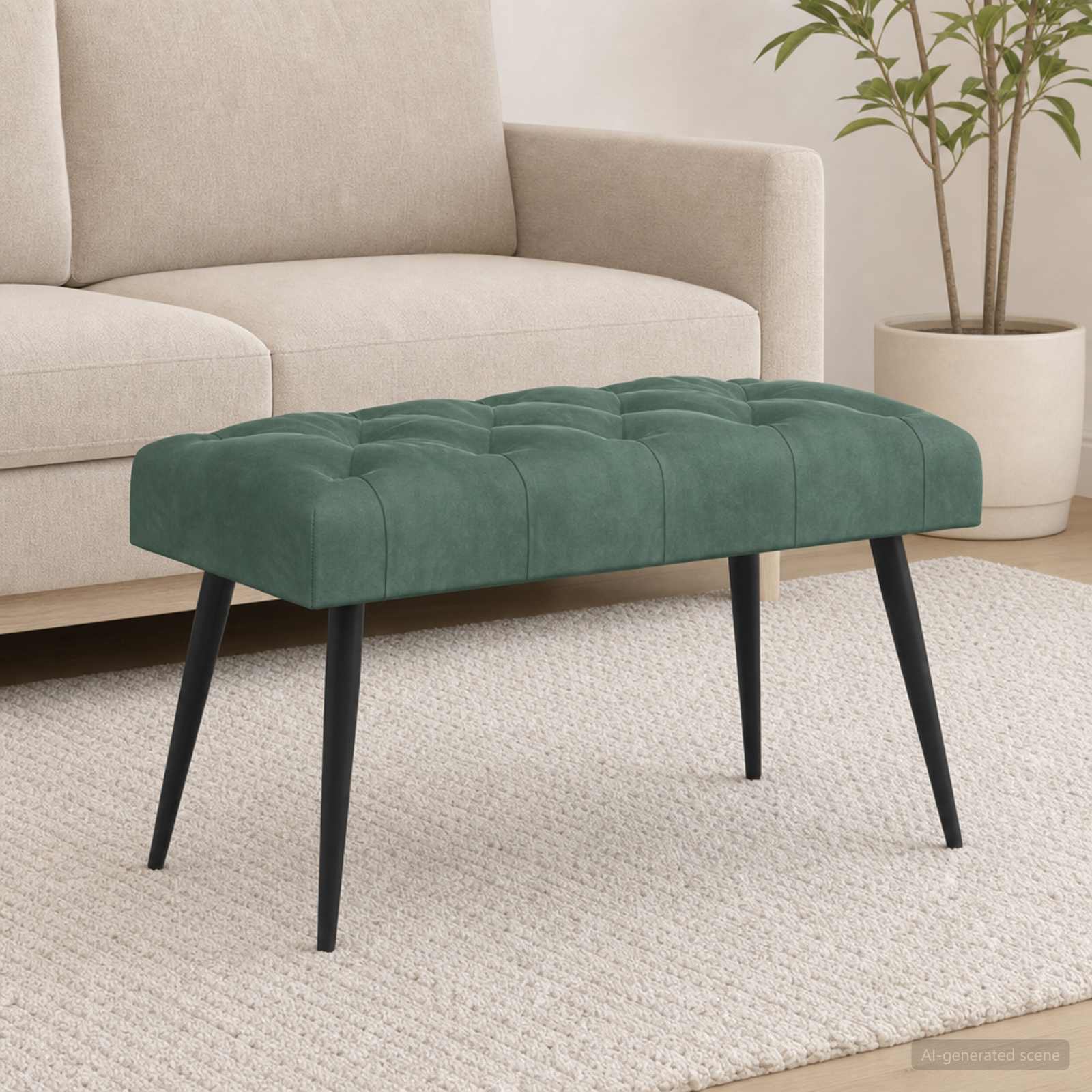 Klupa s gumbastim tkanjem Morska zelena 80 x 40 x 46 cm Baršun