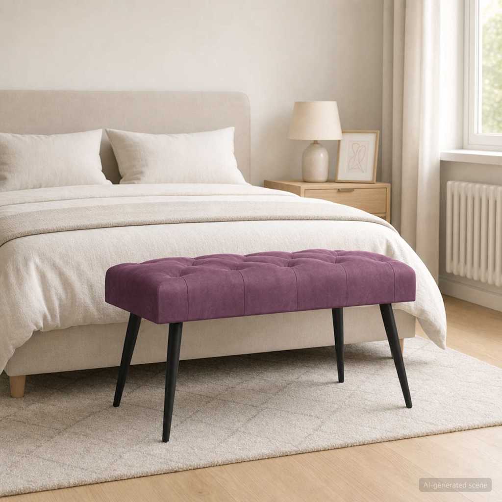 Klupa s gumbastim tkanjem Ljubičasta 80 x 40 x 46 cm Baršun