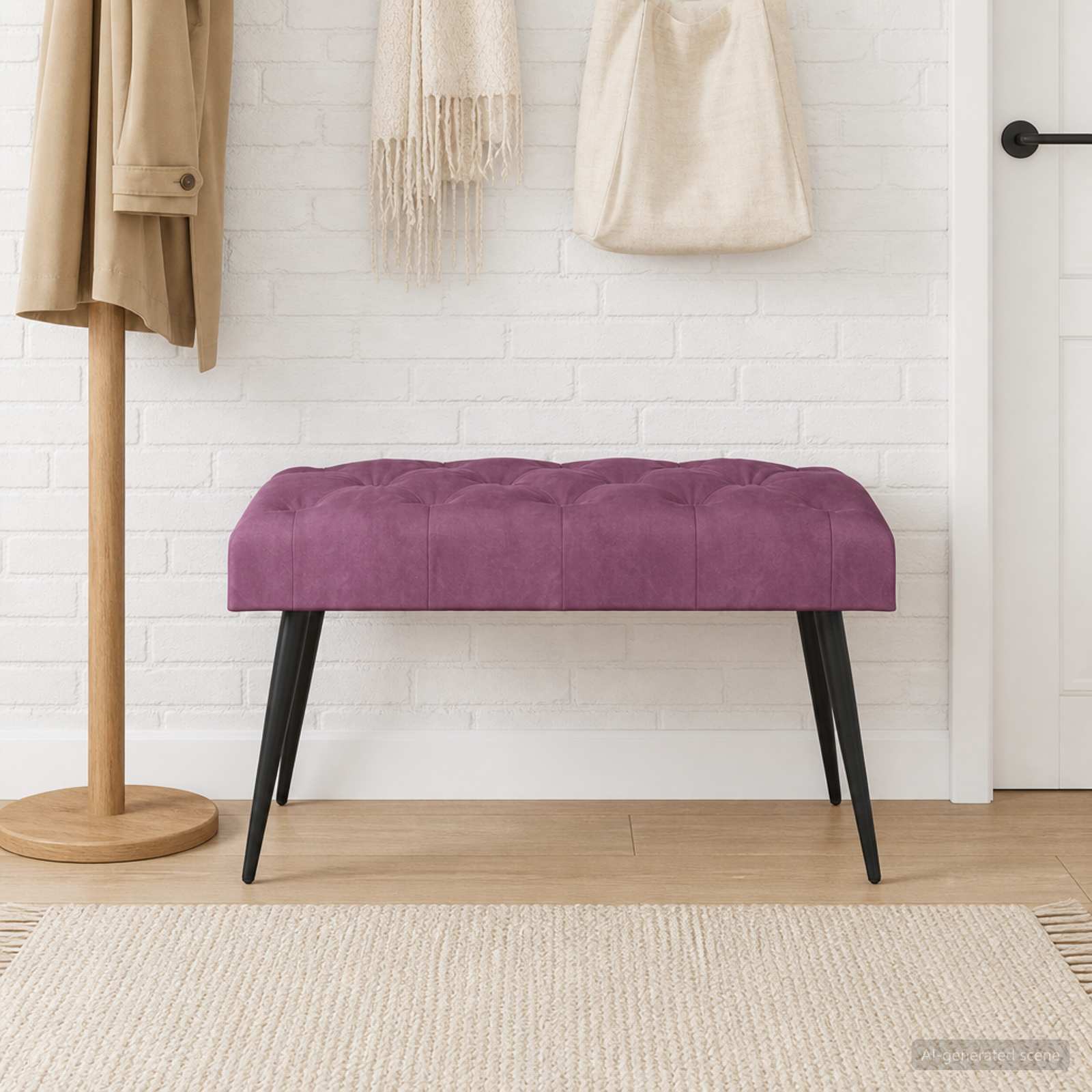 Klupa s gumbastim tkanjem Ljubičasta 80 x 40 x 46 cm Baršun