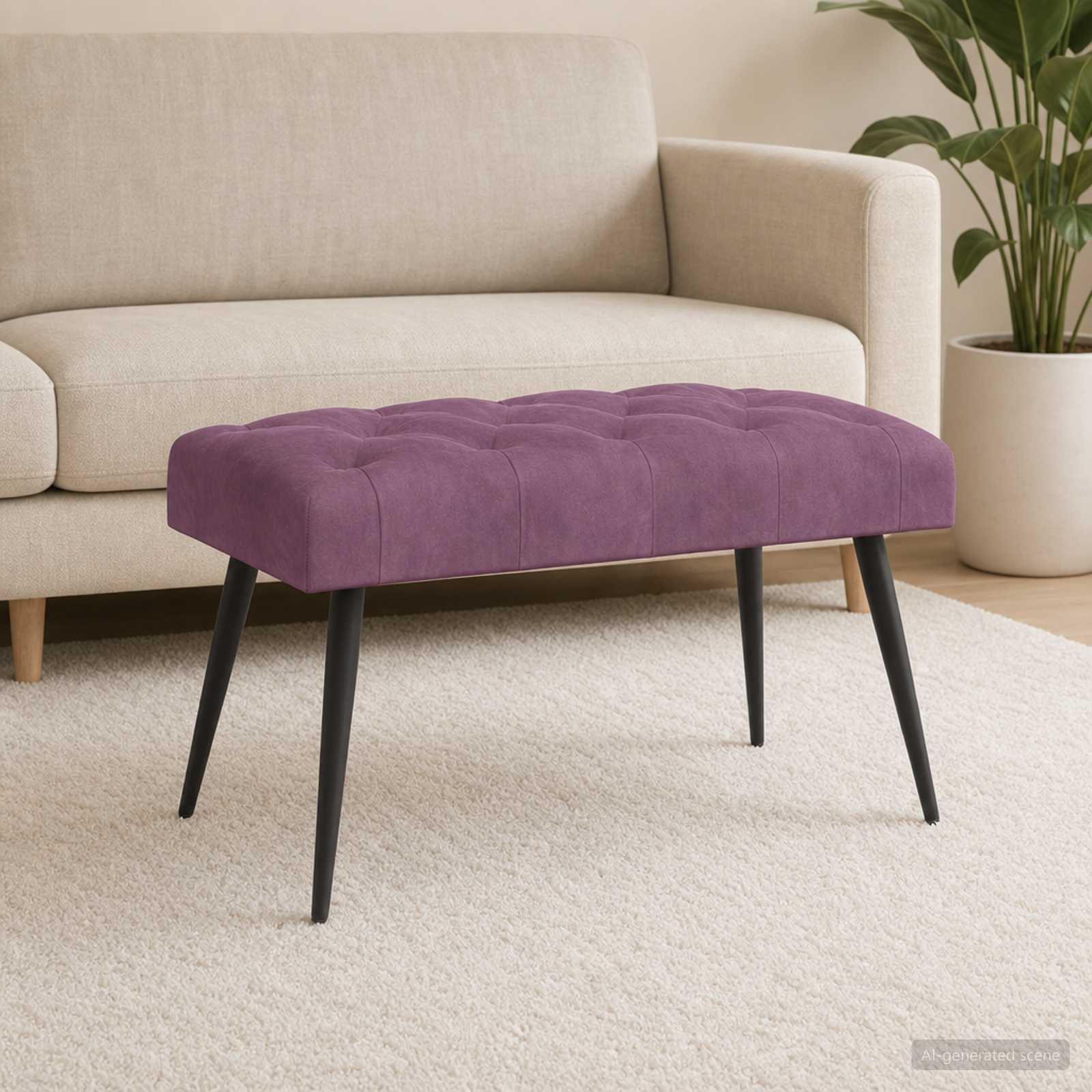 Klupa s gumbastim tkanjem Ljubičasta 80 x 40 x 46 cm Baršun