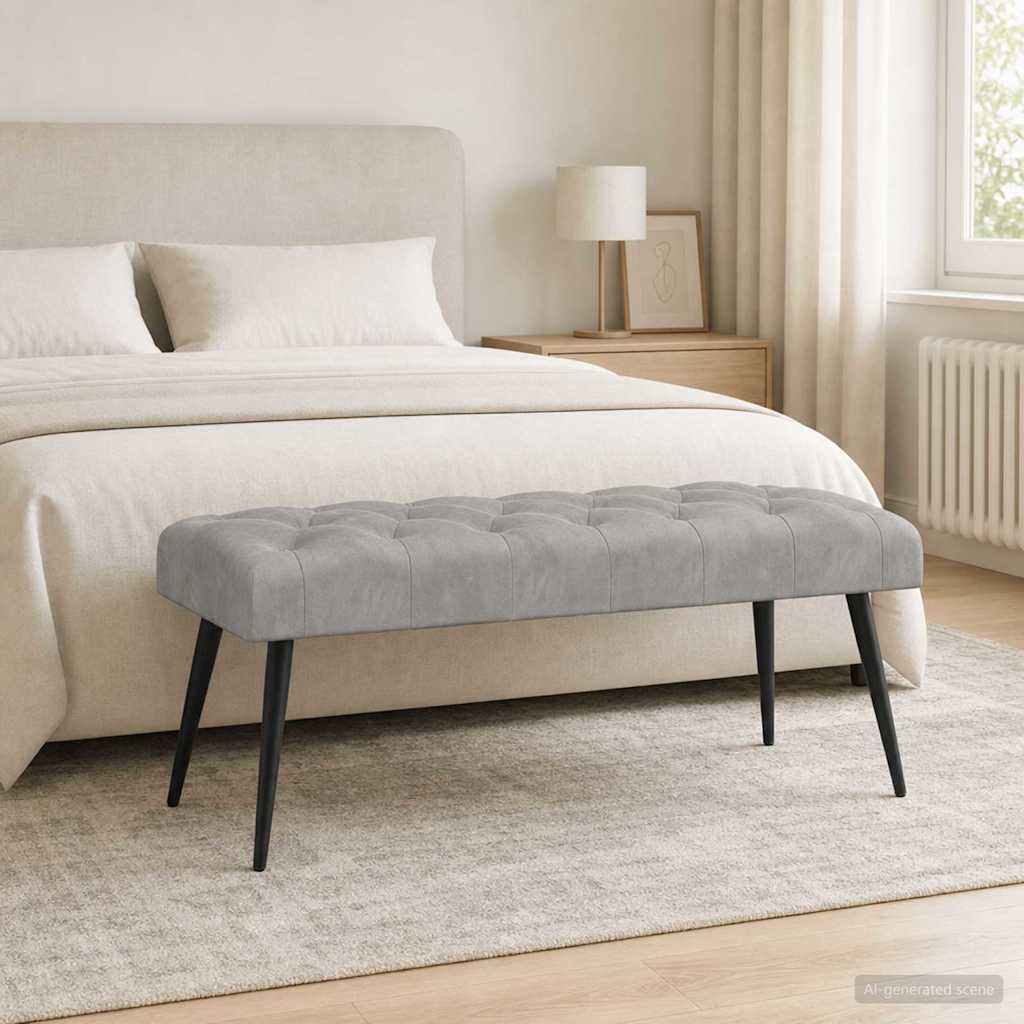 Klupa s gumbastim tkanjem Svjetlosiva 110 x 40 x 46 cm Baršun