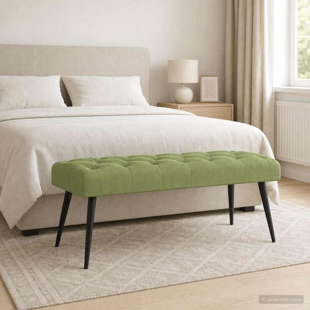 Klupa s gumbastim tkanjem Svijetlo zelena 110 x 40 x 46 cm