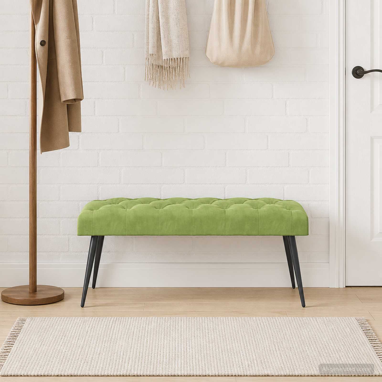 Klupa s gumbastim tkanjem Svijetlo zelena 110 x 40 x 46 cm