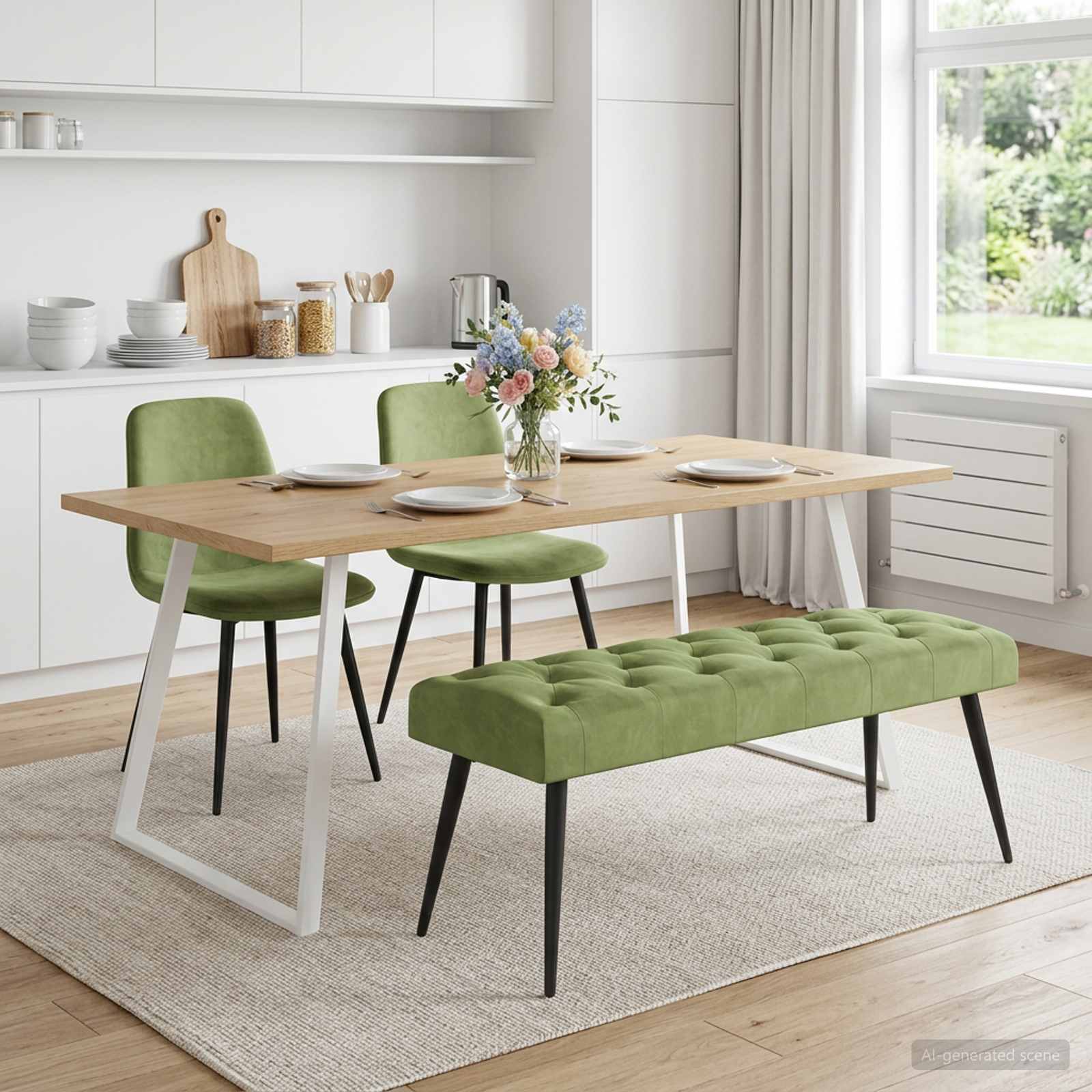 Klupa s gumbastim tkanjem Svijetlo zelena 110 x 40 x 46 cm