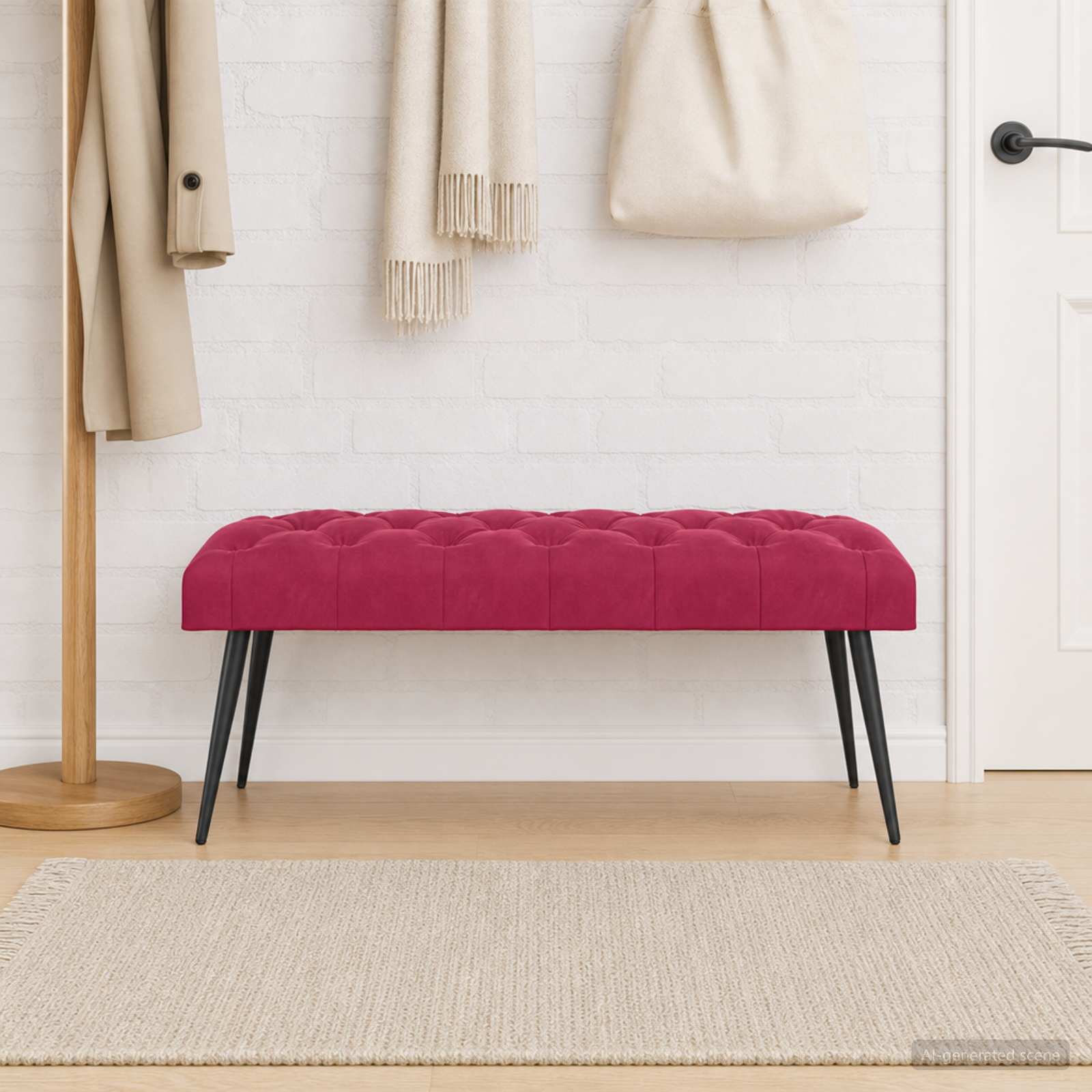 Klupa s gumbastim tkanjem Vinska crvena 110 x 40 x 46 cm Baršun