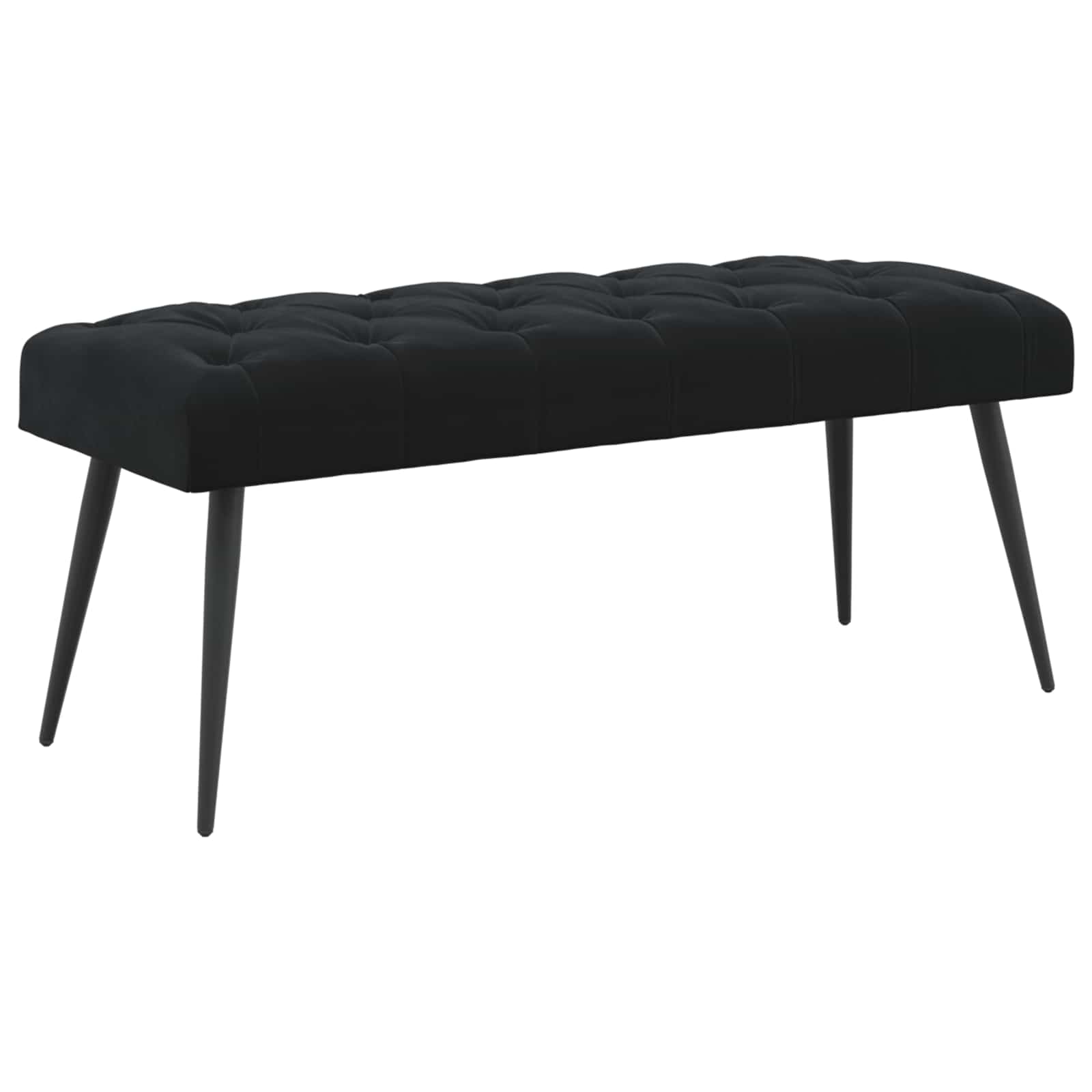 Klupa s gumbastim tkanjem Crna 110 x 40 x 46 cm Baršun