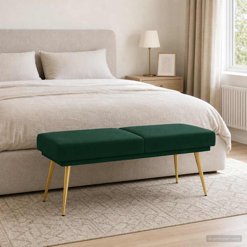 Klupa s dvostrukim slojem Tamnozelena 120 x 45 x 46 cm Baršun