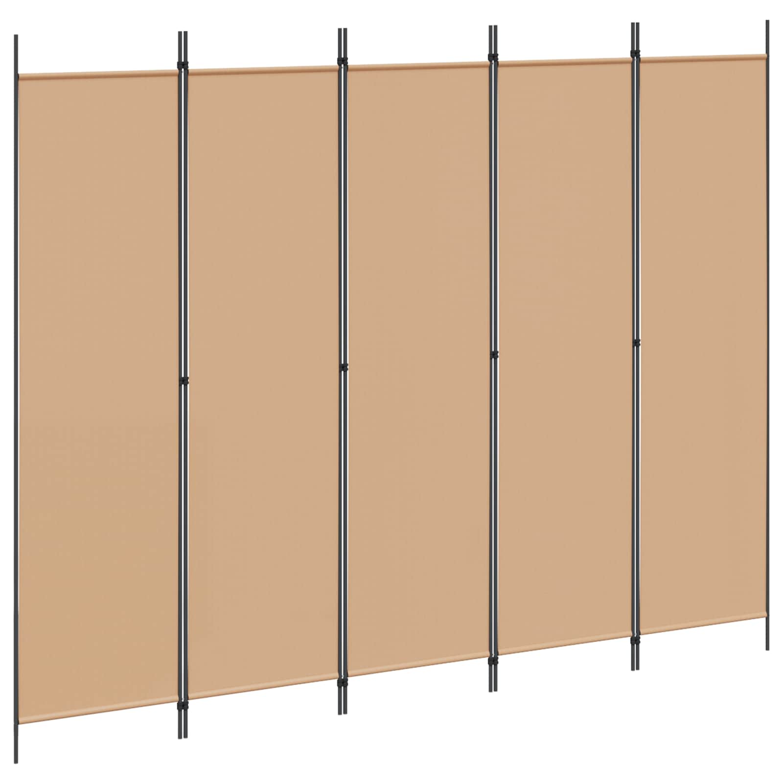 5-Panelni Pregrađivač Bež 250 x 200 cm Tkanina