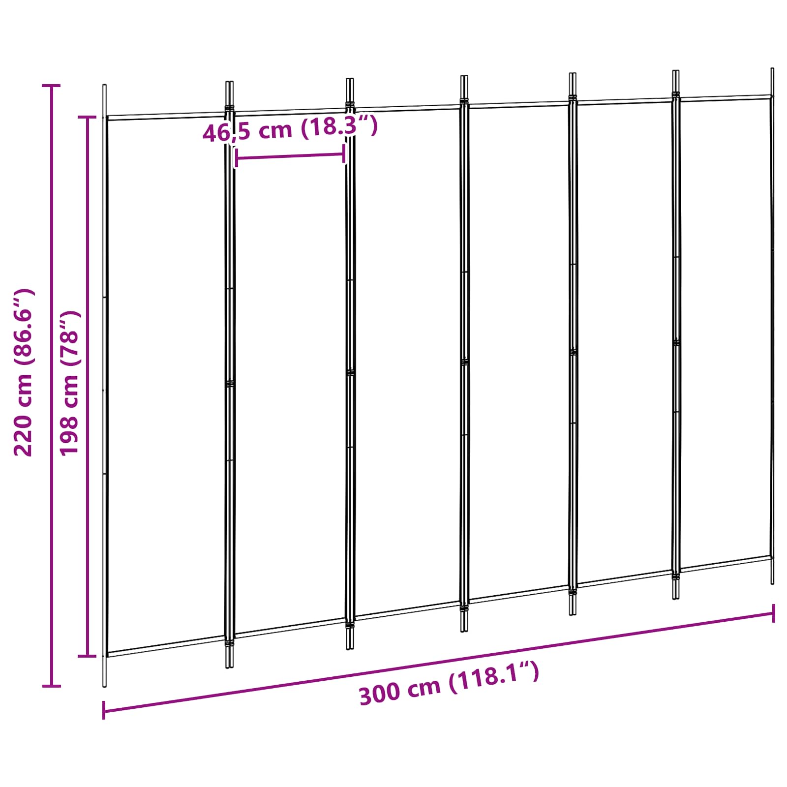 Razdjelnik prostora s 6 panela Bež 300 x 220 cm Tkanina