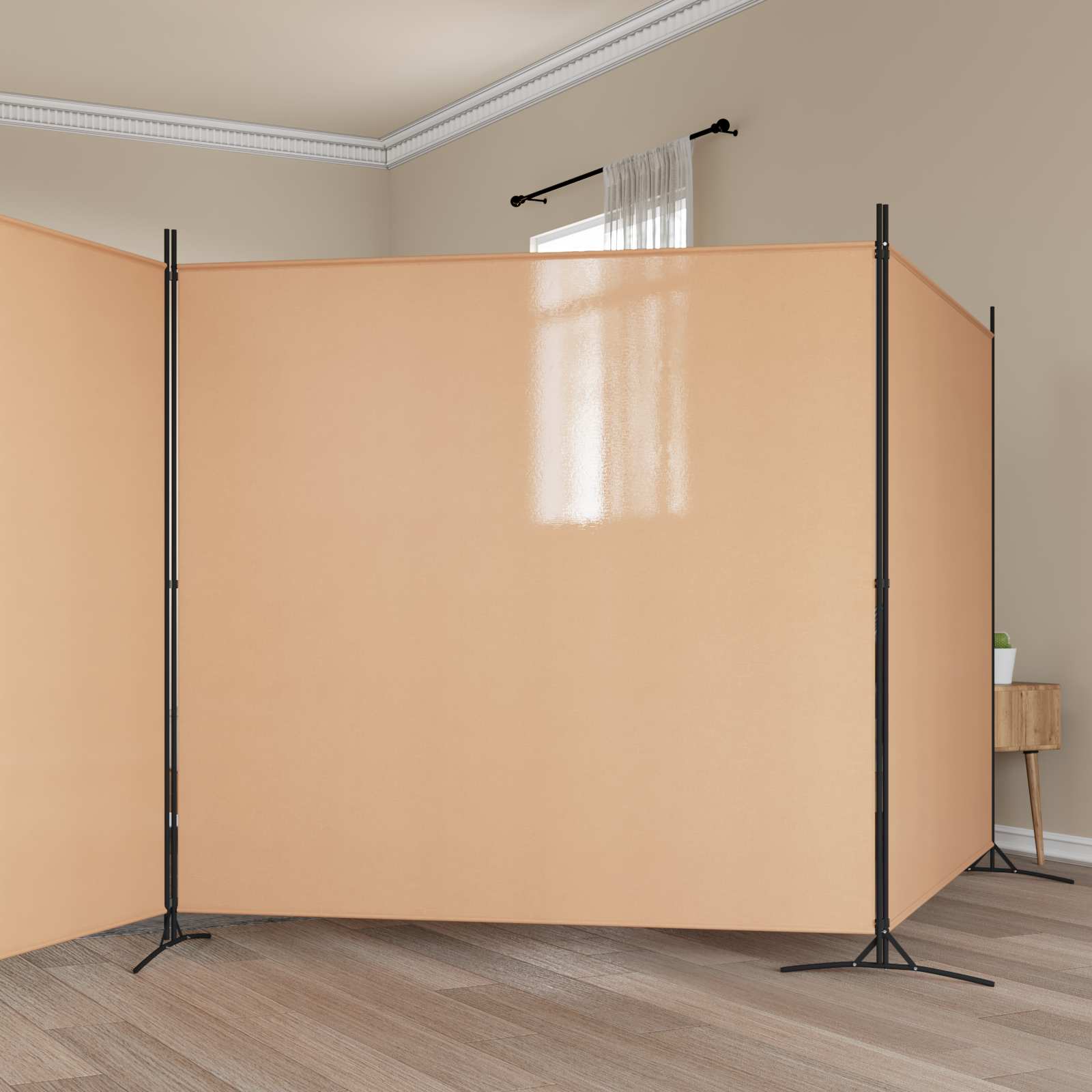 4-panelni pregradni zid Bež 698 x 180 cm Tkanina