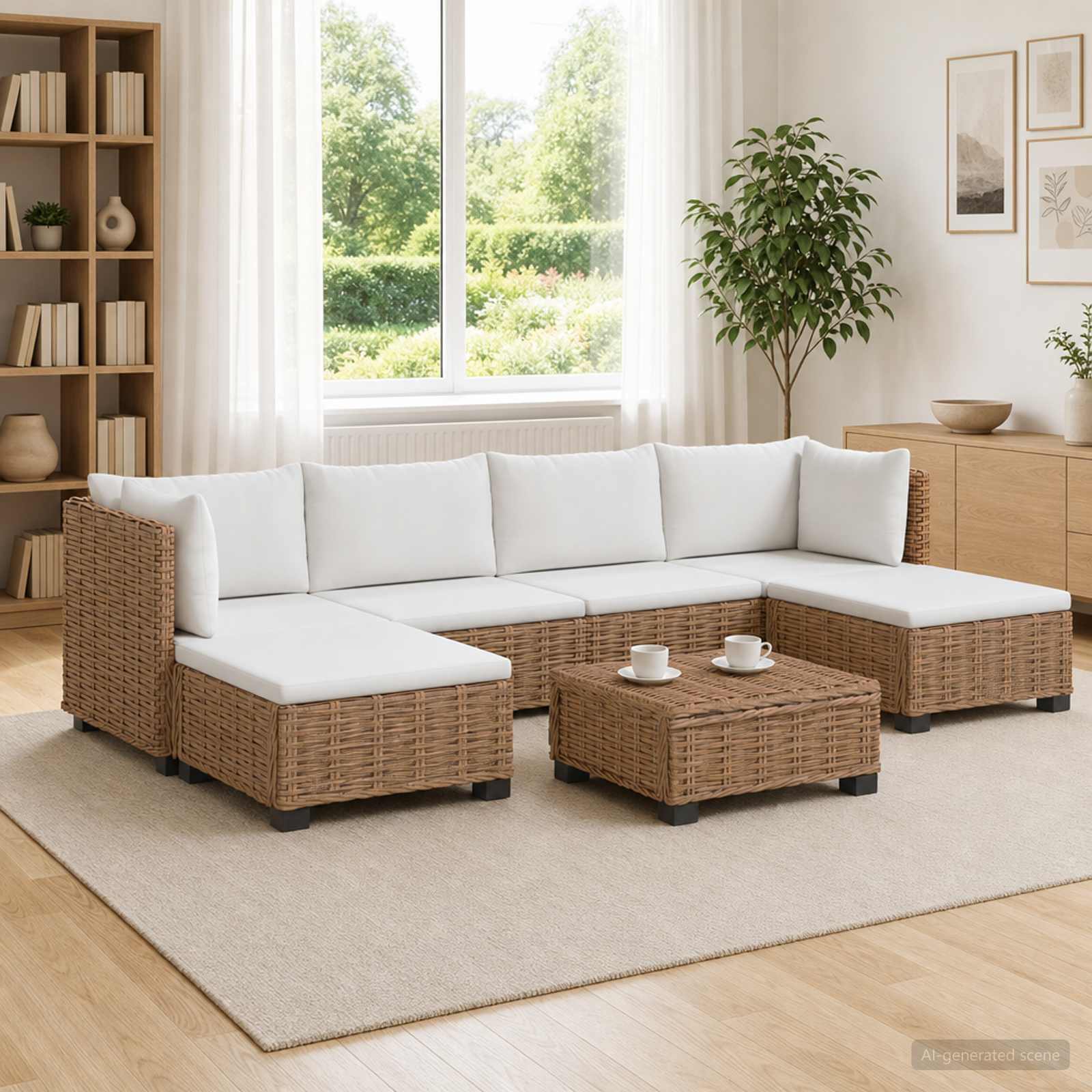 7 kom. Ratan set za opuštanje s jastučićima GENDT Prirodna
