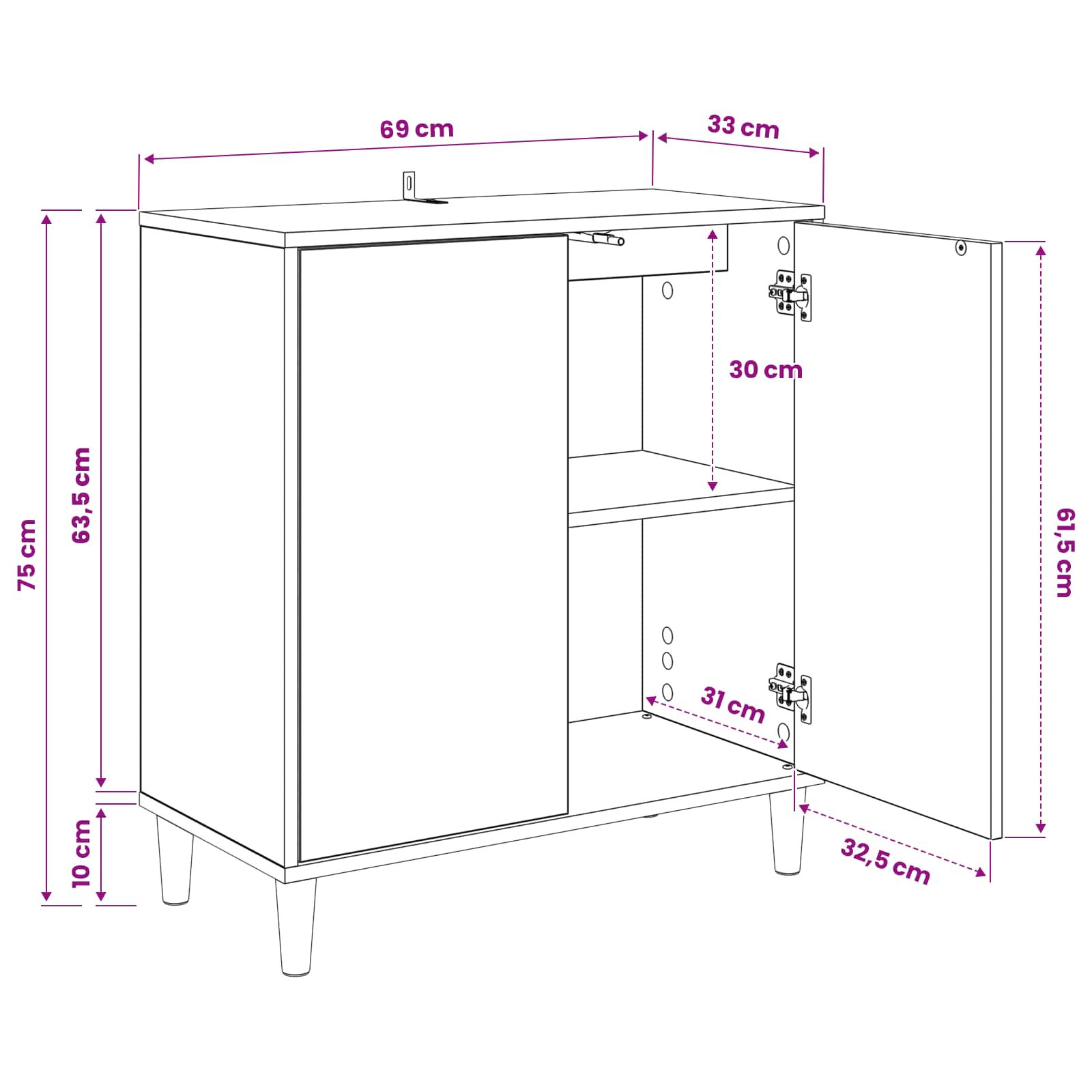 Kreveta BORNE Sonoma 69 x 33 x 75 cm Konstruirano drvo