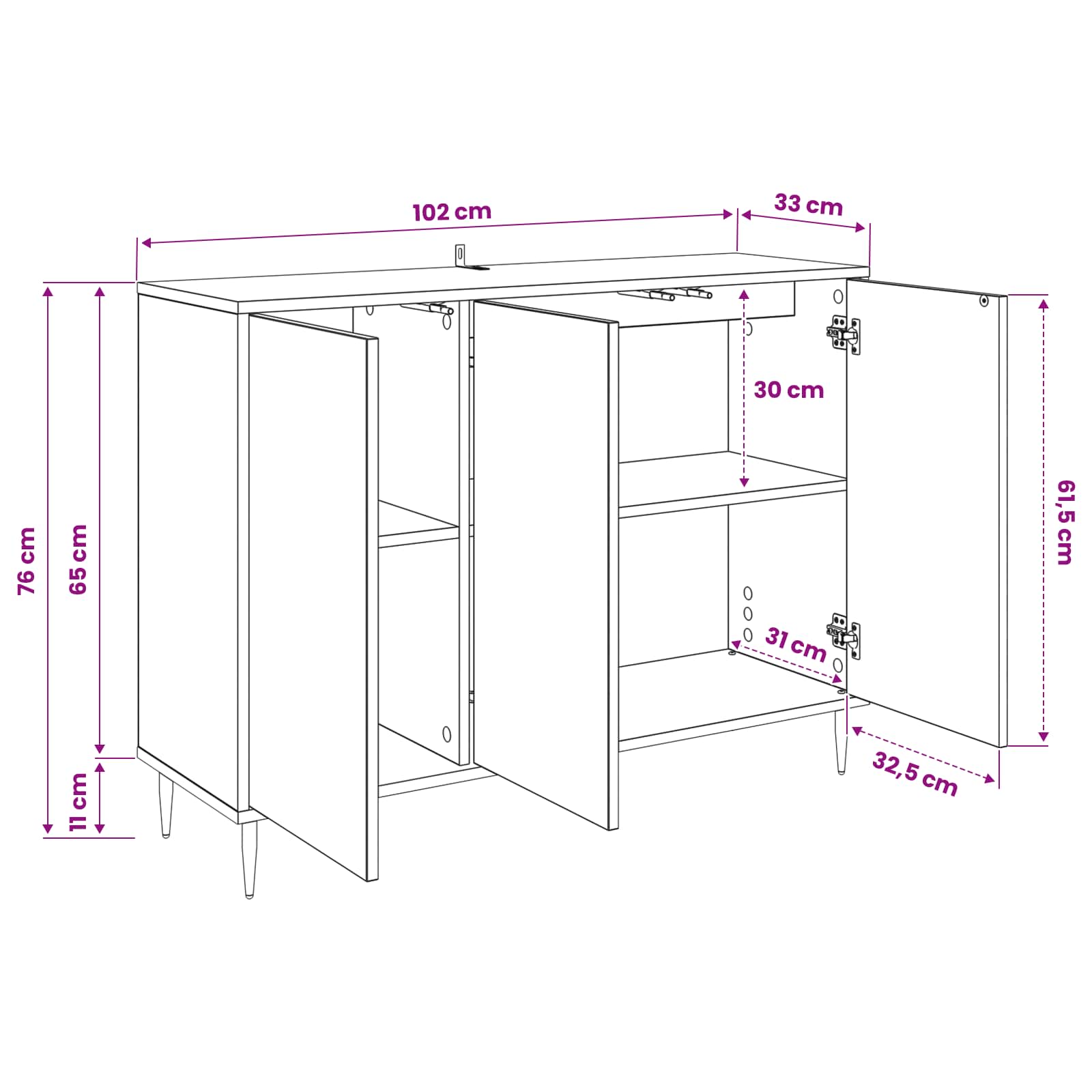 Kreveta GENNEP Sonoma 102 x 33 x 75 cm Konstruirano drvo