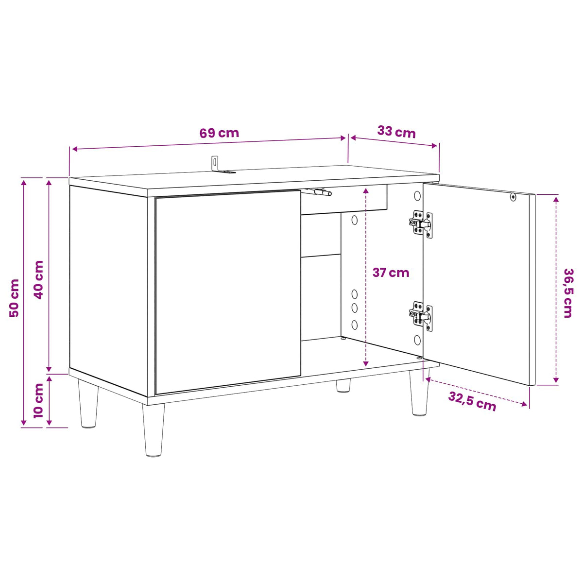 TV ormar HEESCH 69 x 33 x 50 cm Sonoma Konstruirano drvo