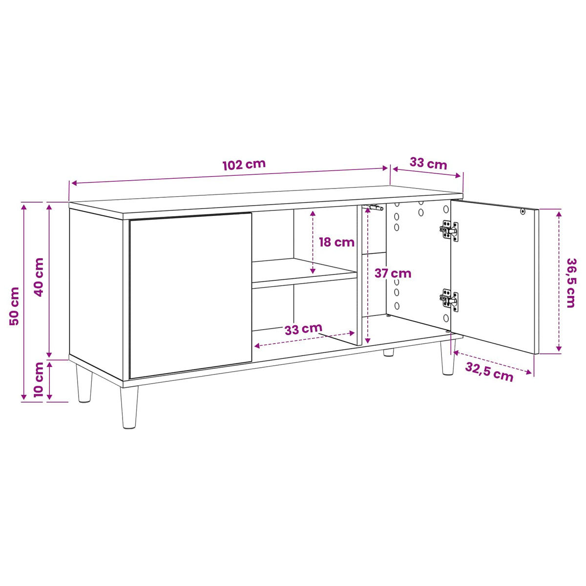 TV ormar RAALTE 102 x 33 x 50 cm Sonoma Konstruirano drvo