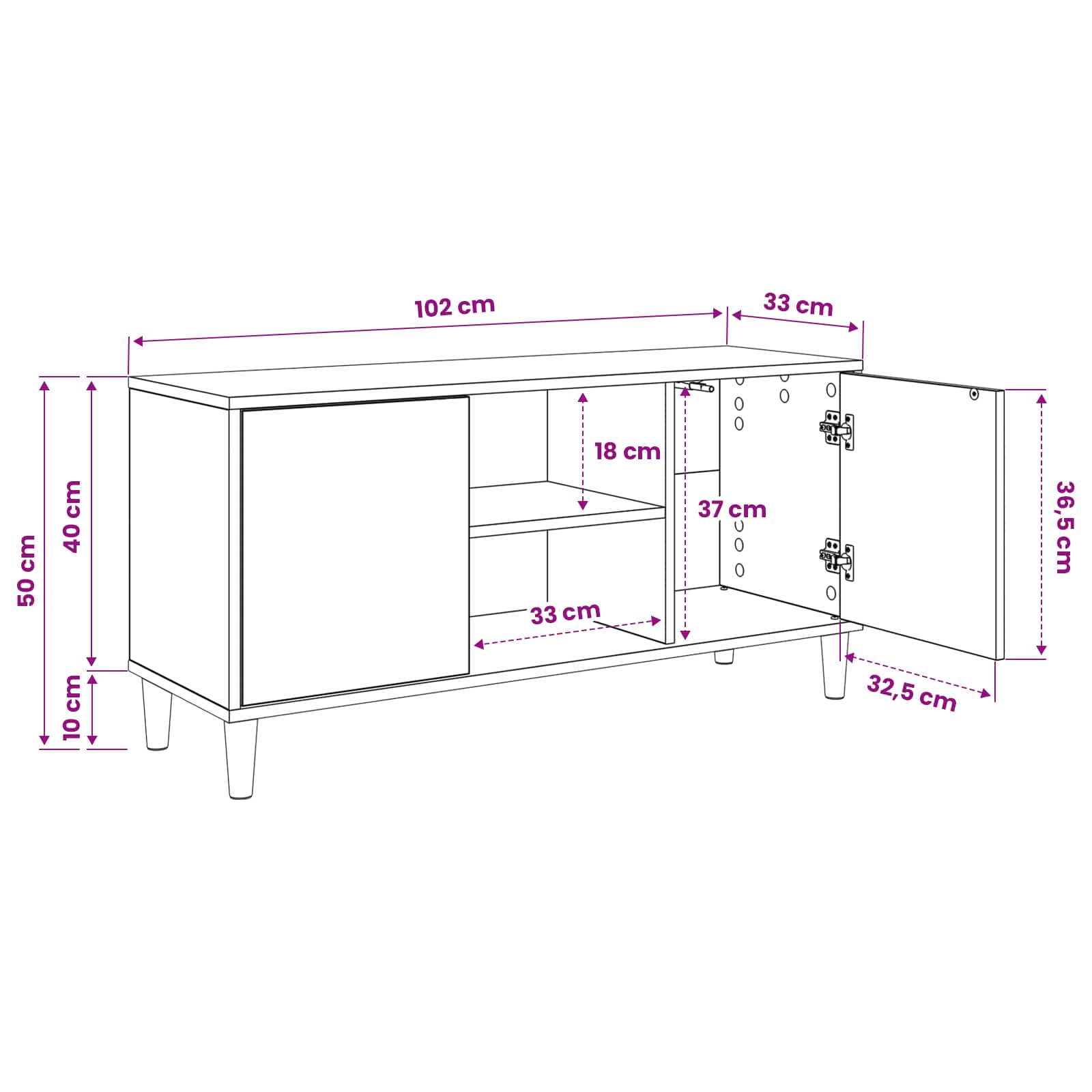 TV ormar GOTHA 102 x 33 x 50 cm Sonoma Konstruirano drvo