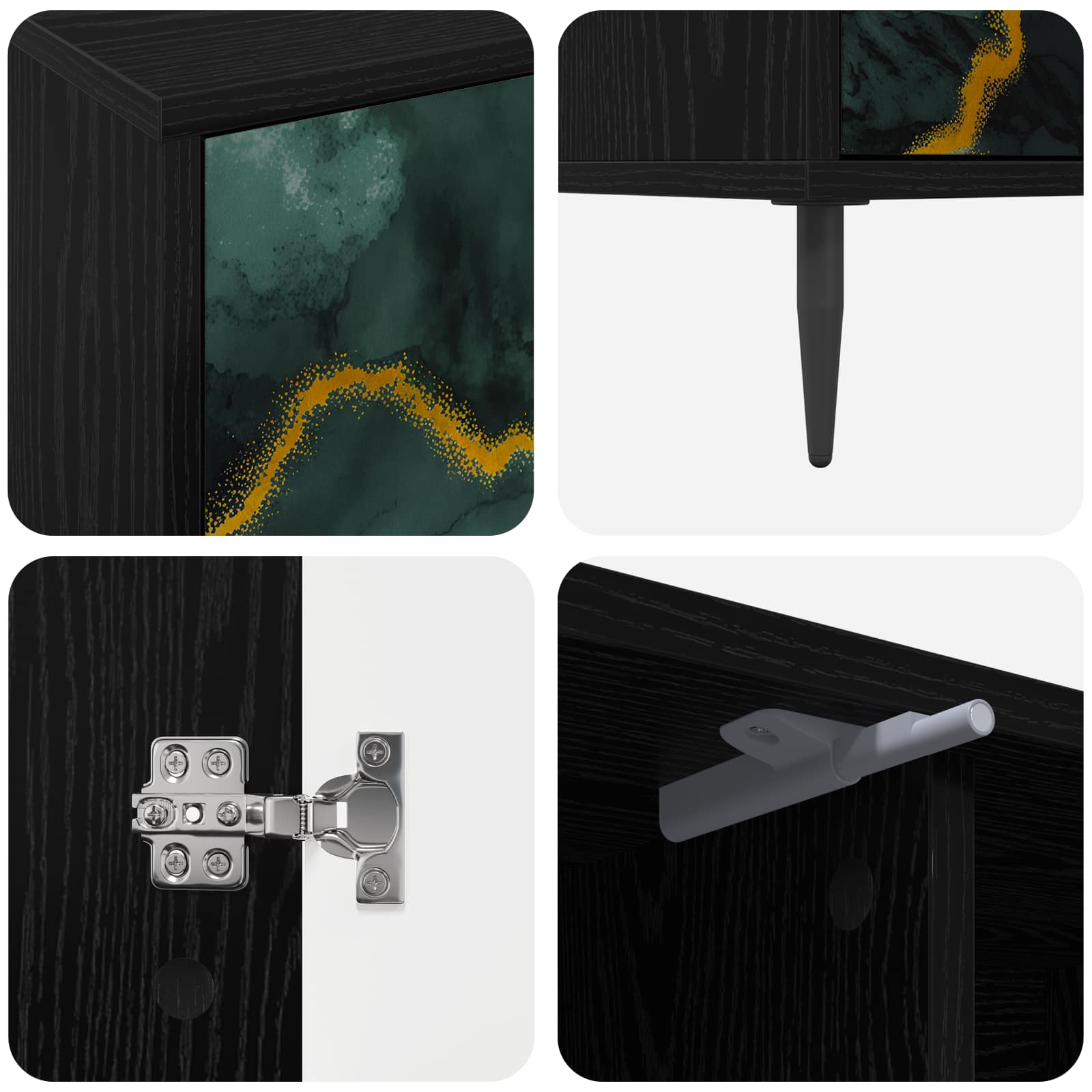 TV ormar WIJHE 102 x 33 x 51 cm Crni hrast Konstruirano drvo