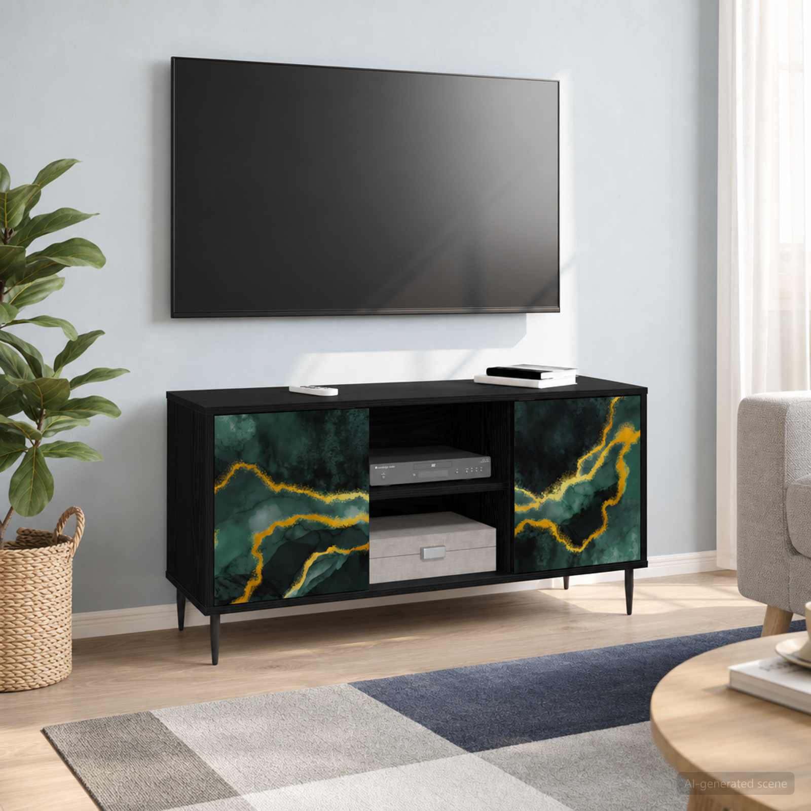 TV ormar WIJHE 102 x 33 x 51 cm Crni hrast Konstruirano drvo