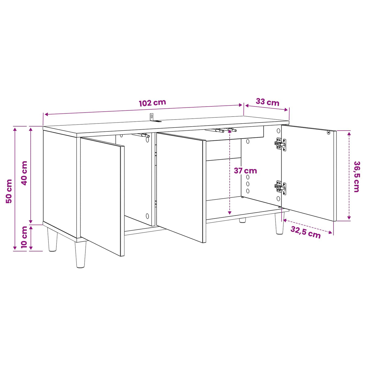 TV ormar HANAU 102 x 33 x 50 cm Sonoma Konstruirano drvo