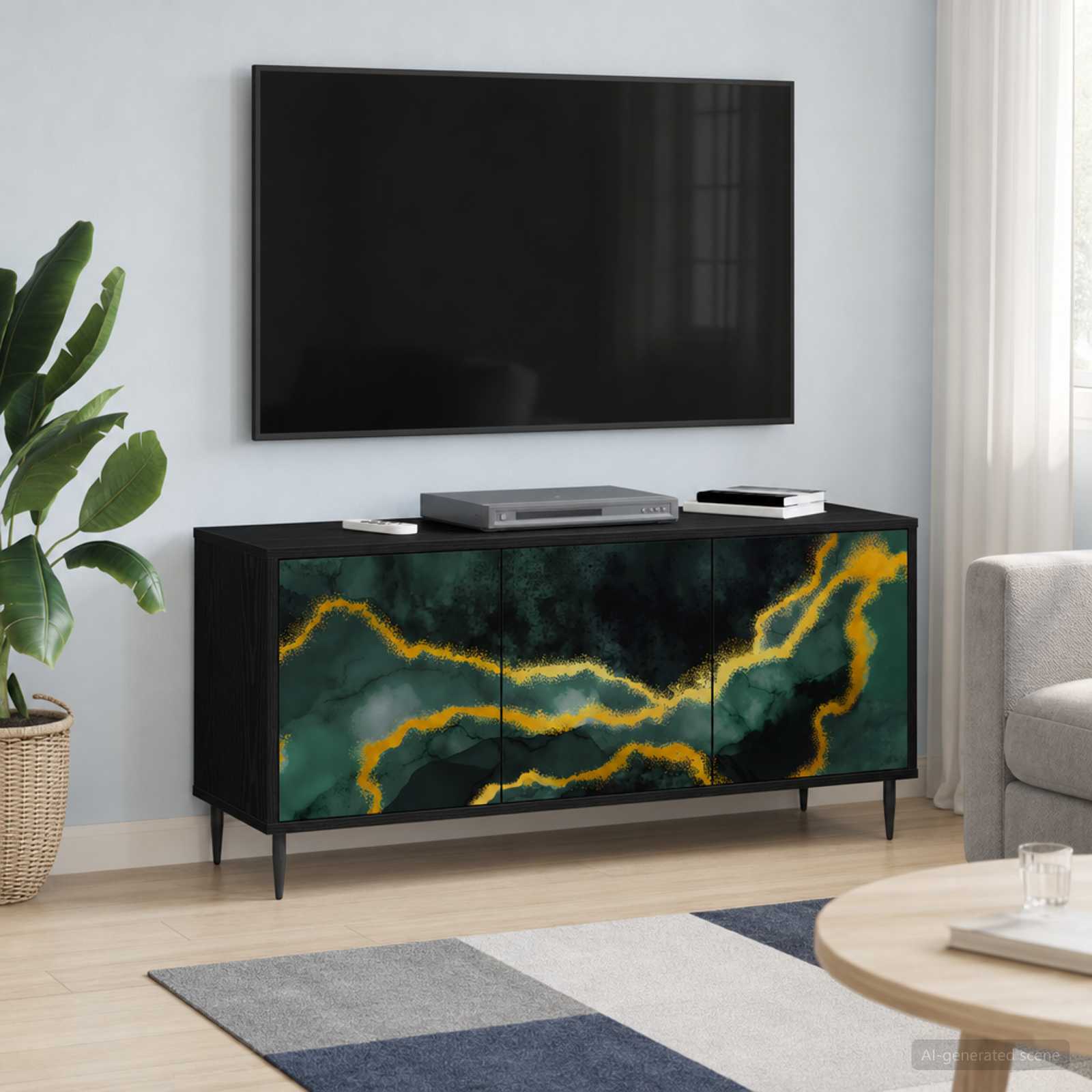 TV ormar WIJHE 102 x 33 x 51 cm Crni hrast Konstruirano drvo